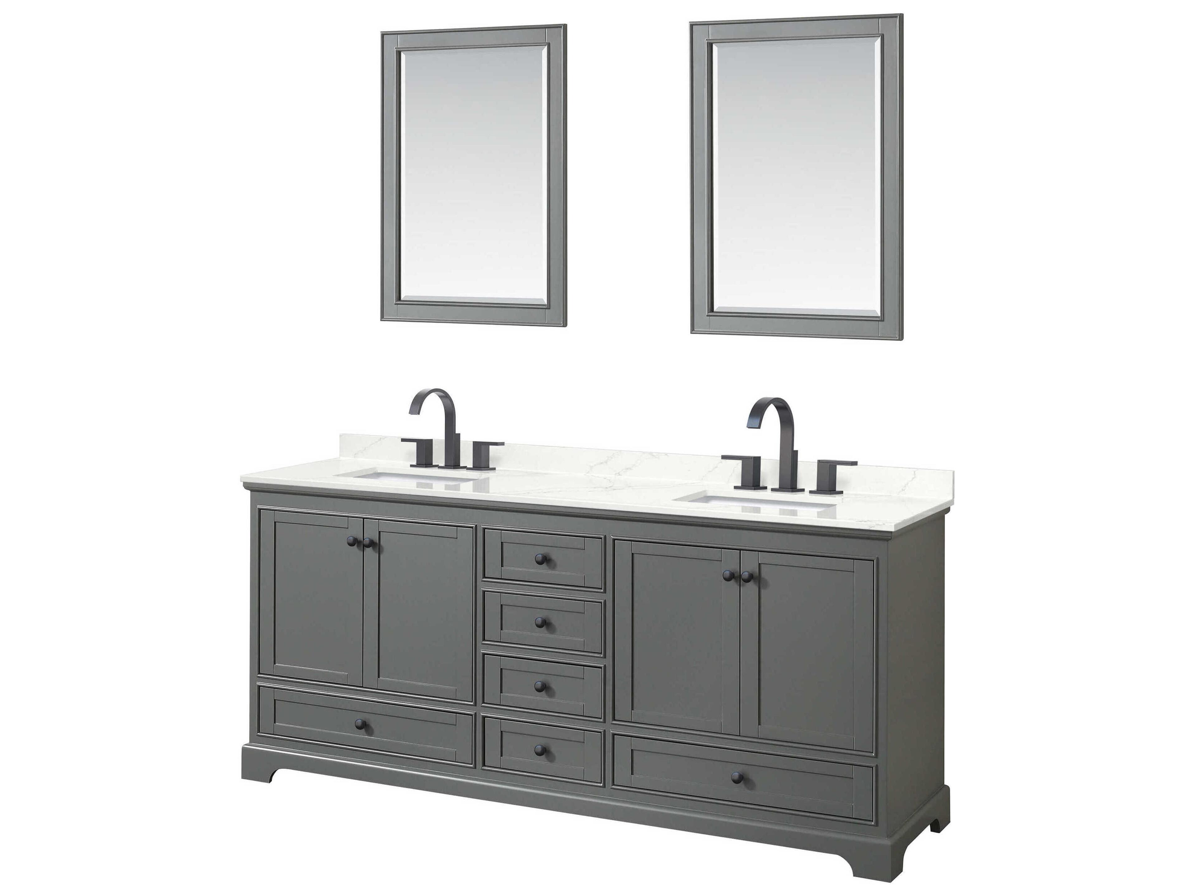 Wyndham Collection Deborah 80" Dark Gray Vanity with 24" Mirror