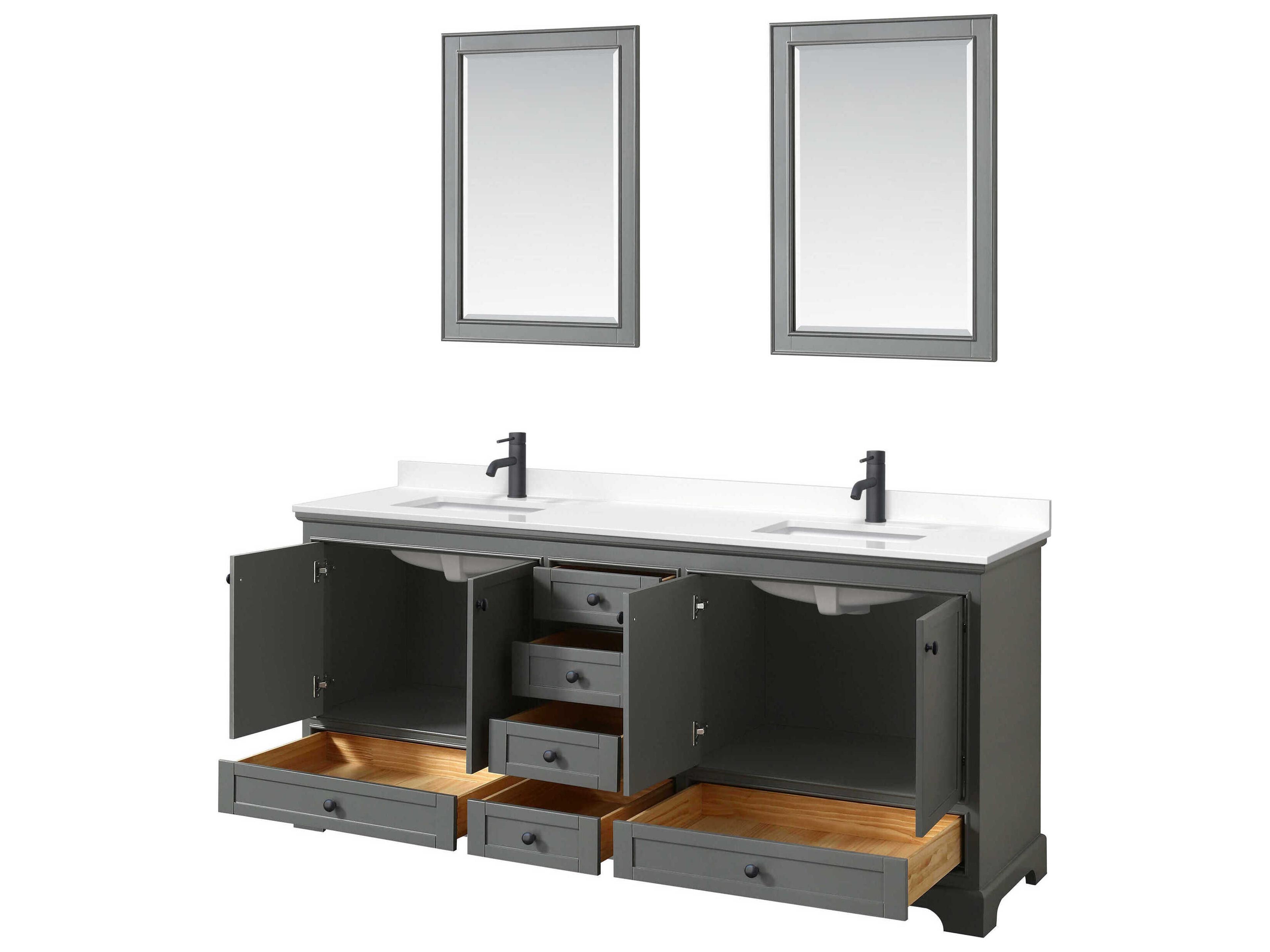 Wyndham Collection Deborah 80" Dark Gray Vanity with 24" Mirror