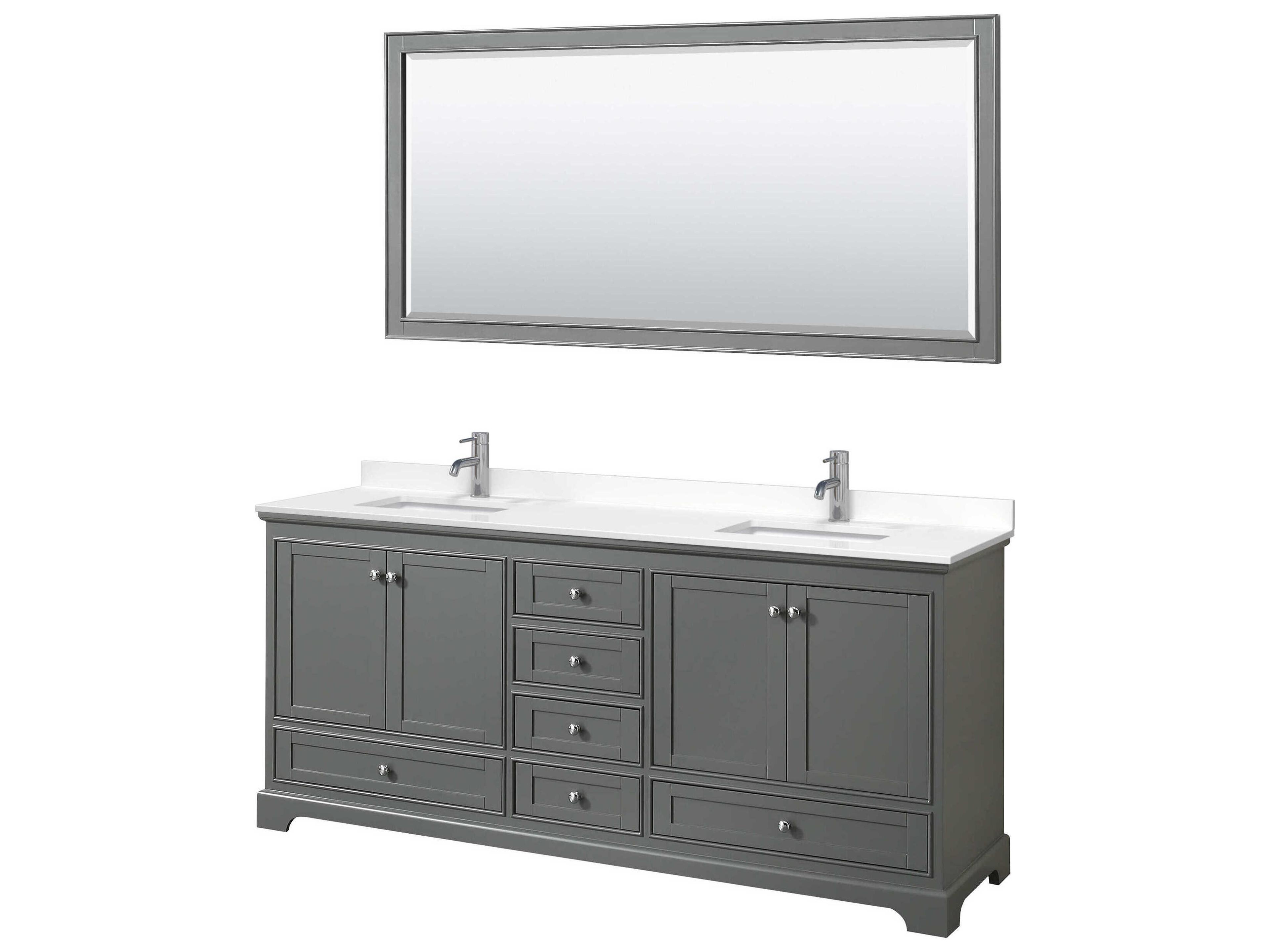 Wyndham Collection Deborah 80" Dark Gray Vanity with 70" Mirror