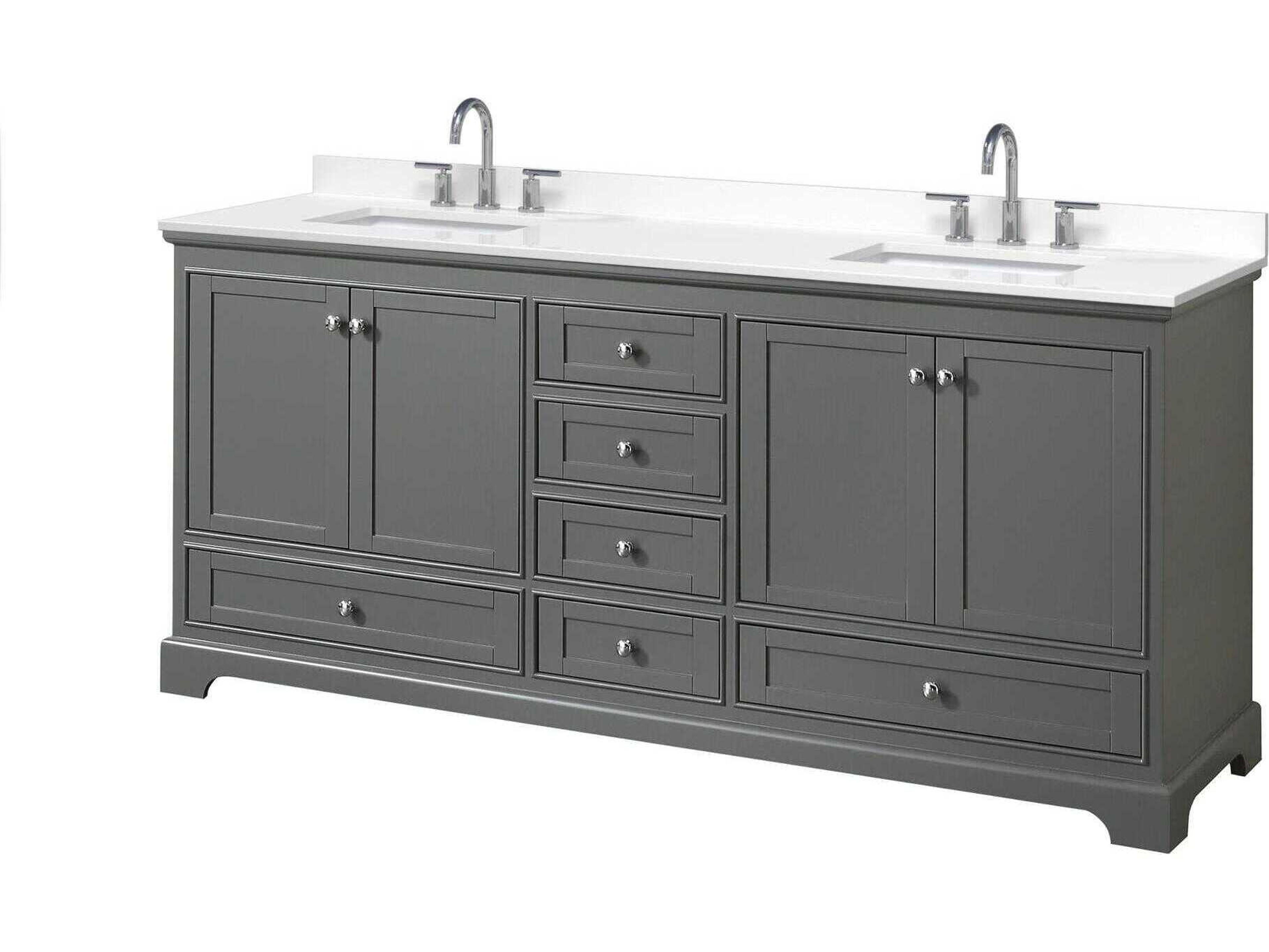 Wyndham Collection Deborah 80" Dark Gray Vanity