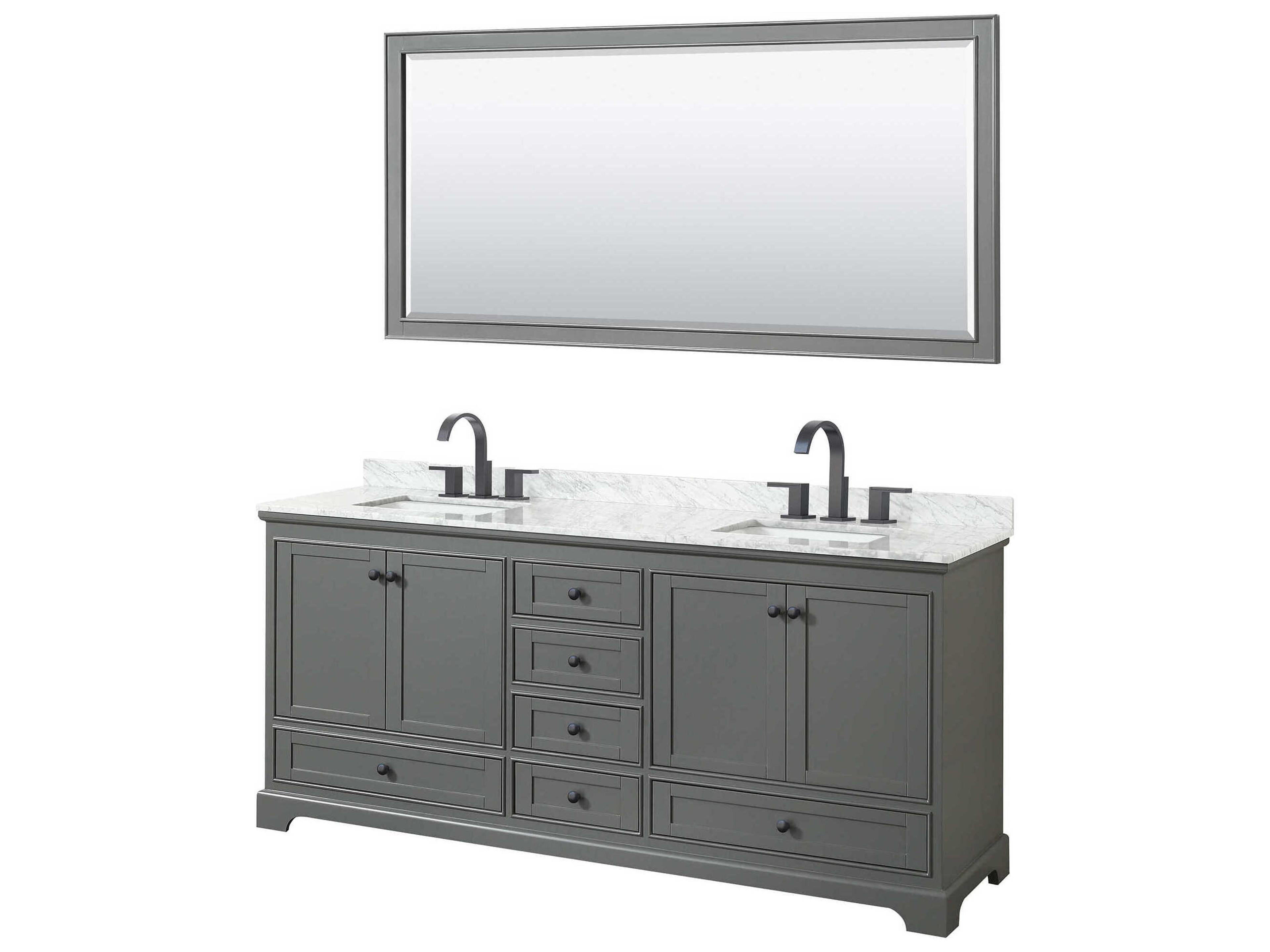 Wyndham Collection Deborah 80" Dark Gray Vanity with 70" Mirror