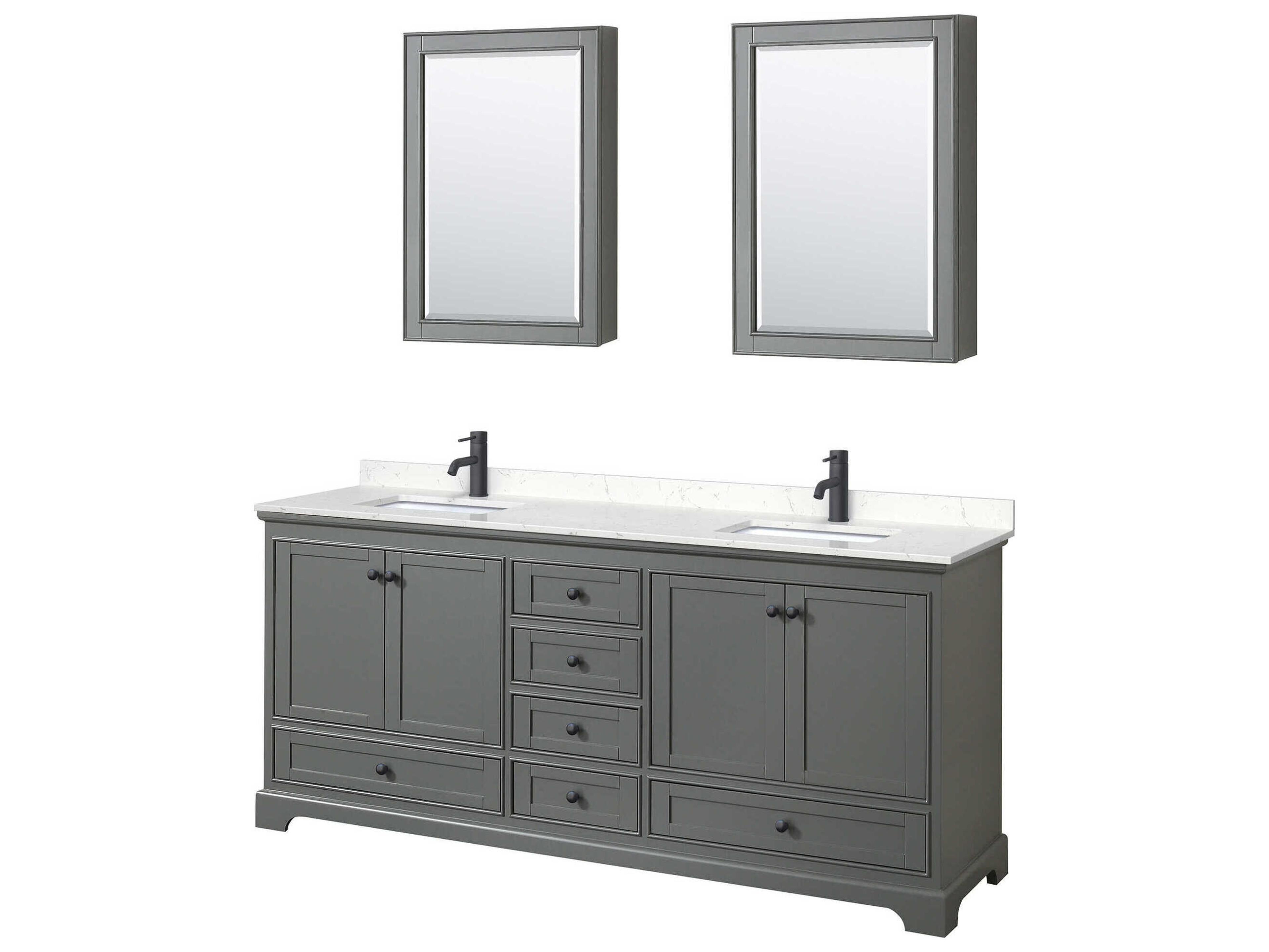 Deborah 80" Dark Gray Vanity with Medicine Cabinet