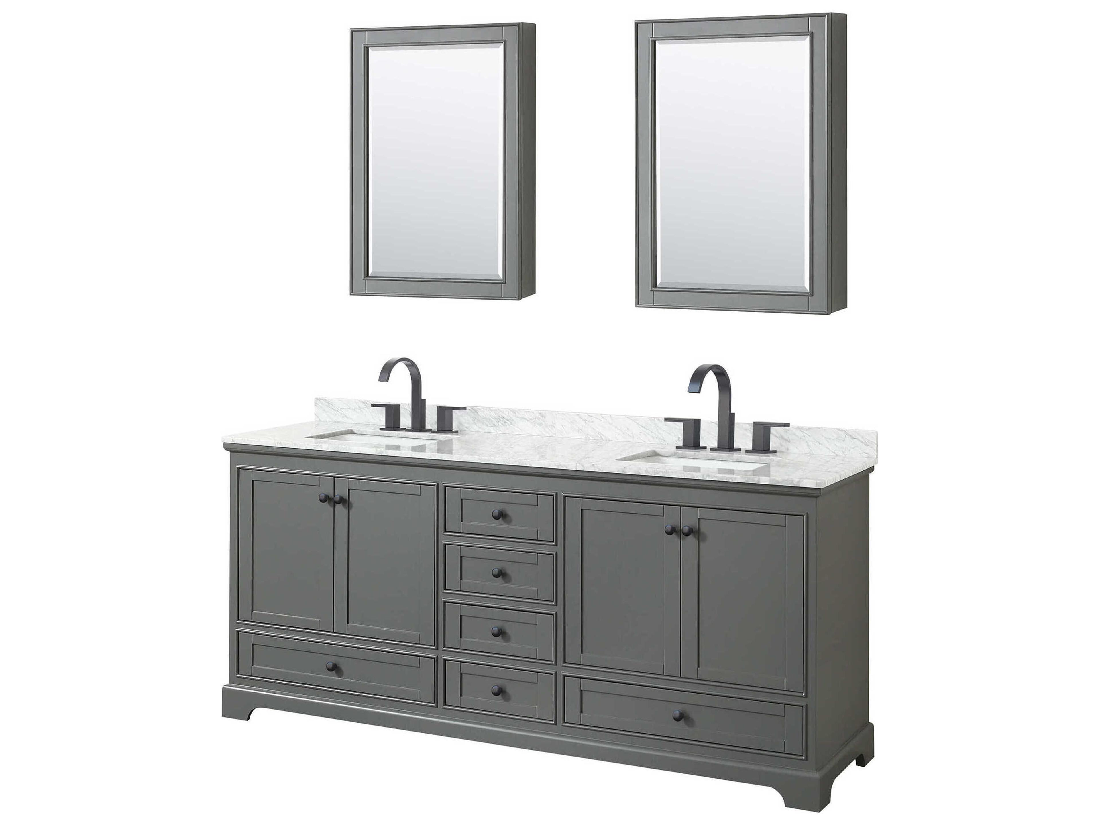 Wyndham Collection Deborah 80" Dark Gray Vanity with Medicine Cabinet