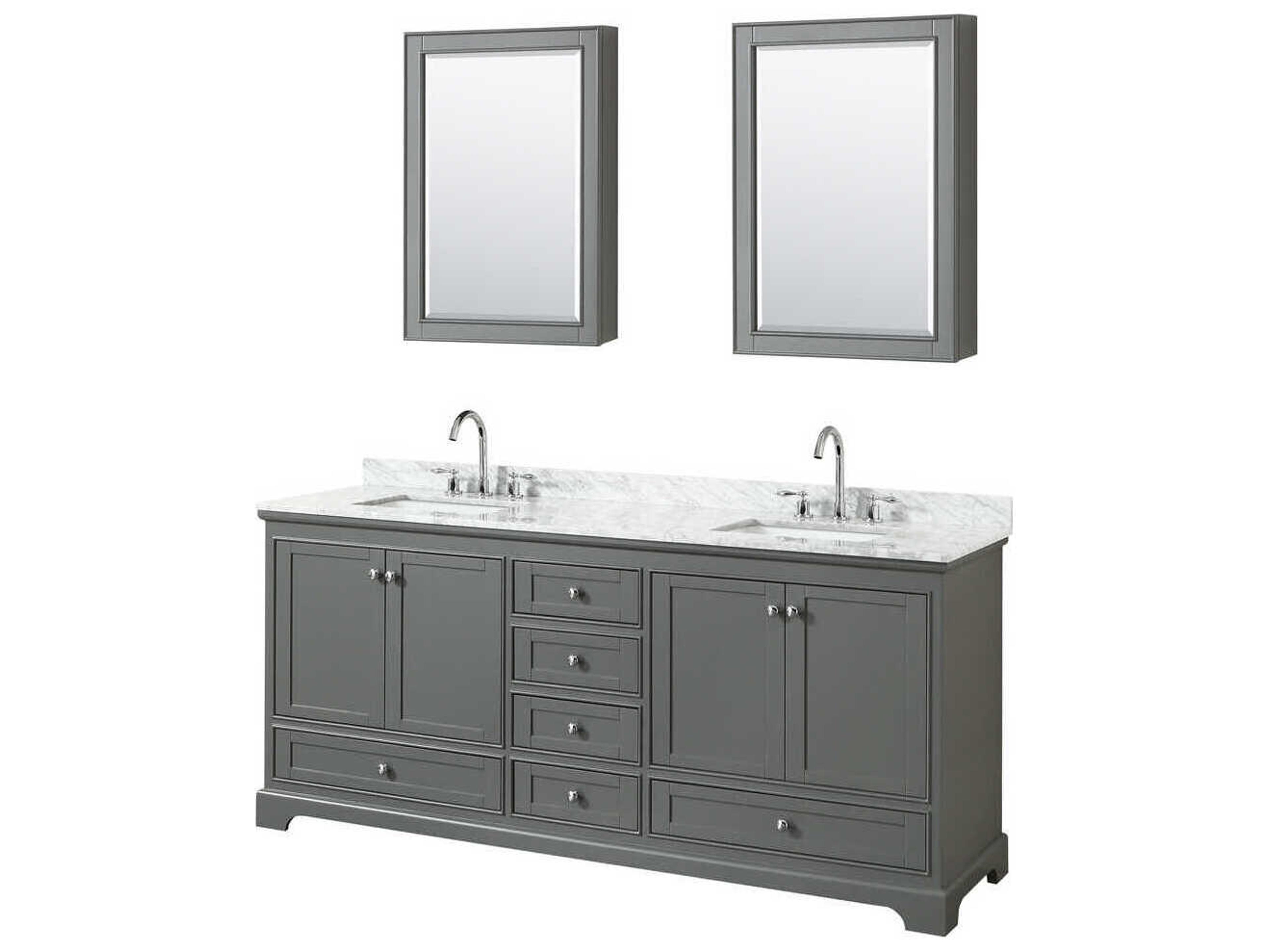 Wyndham Collection Deborah 80" Dark Gray Vanity with Medicine Cabinet