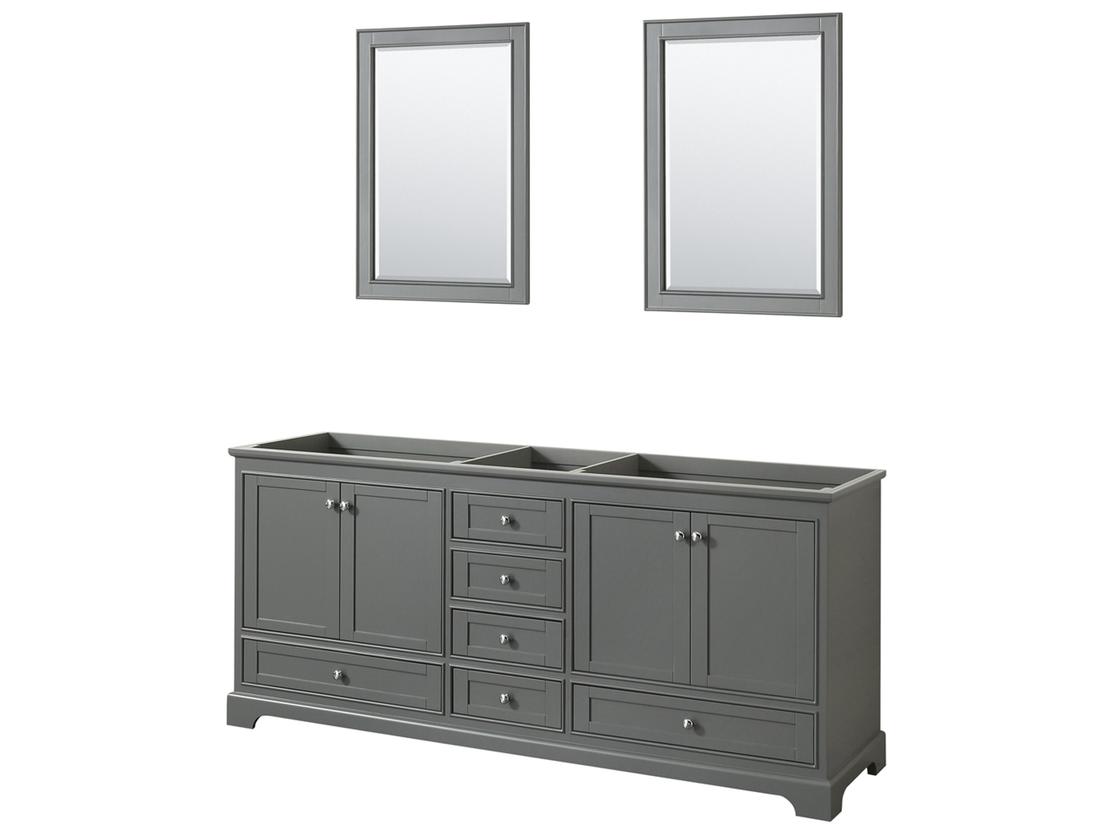 Wyndham Collection Deborah 79" Dark Gray Vanity with 24" Mirror