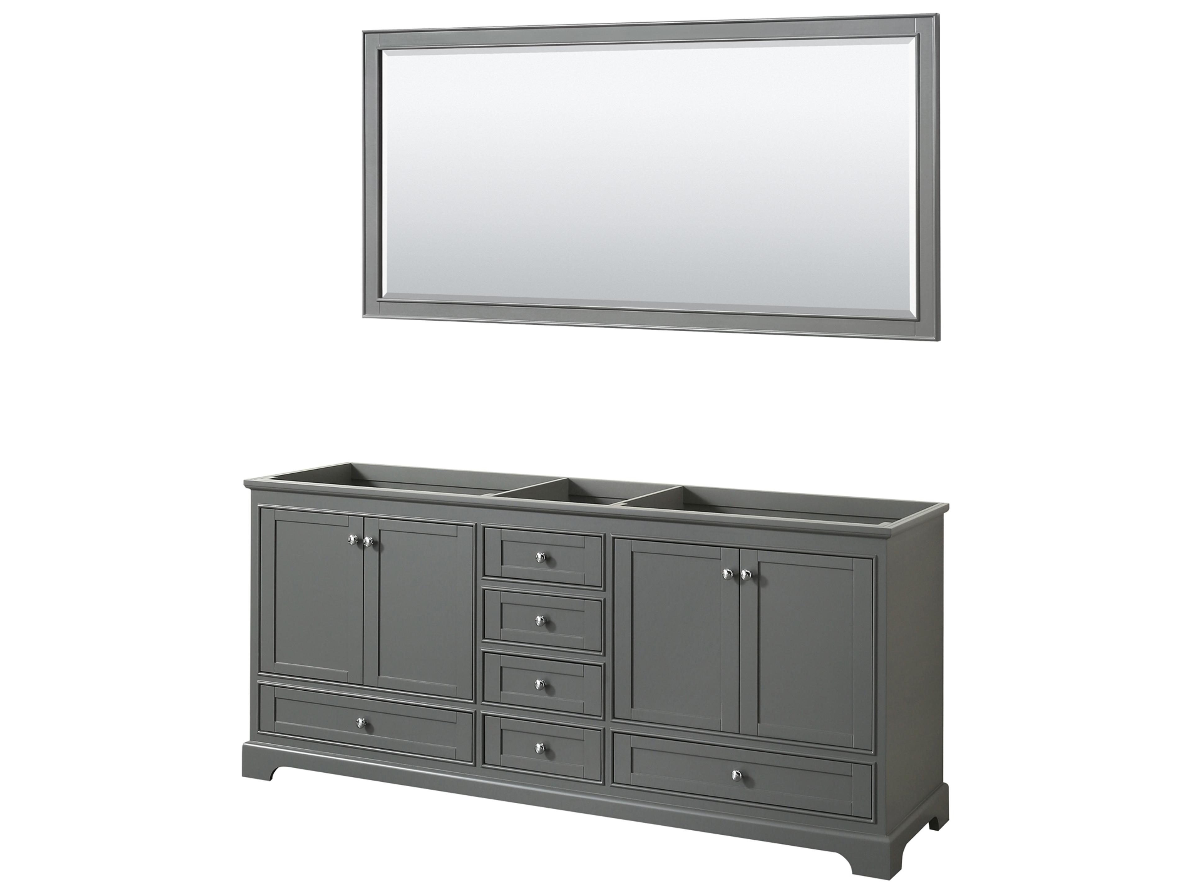 Wyndham Collection Deborah 79" Dark Gray Vanity with 70" Mirror