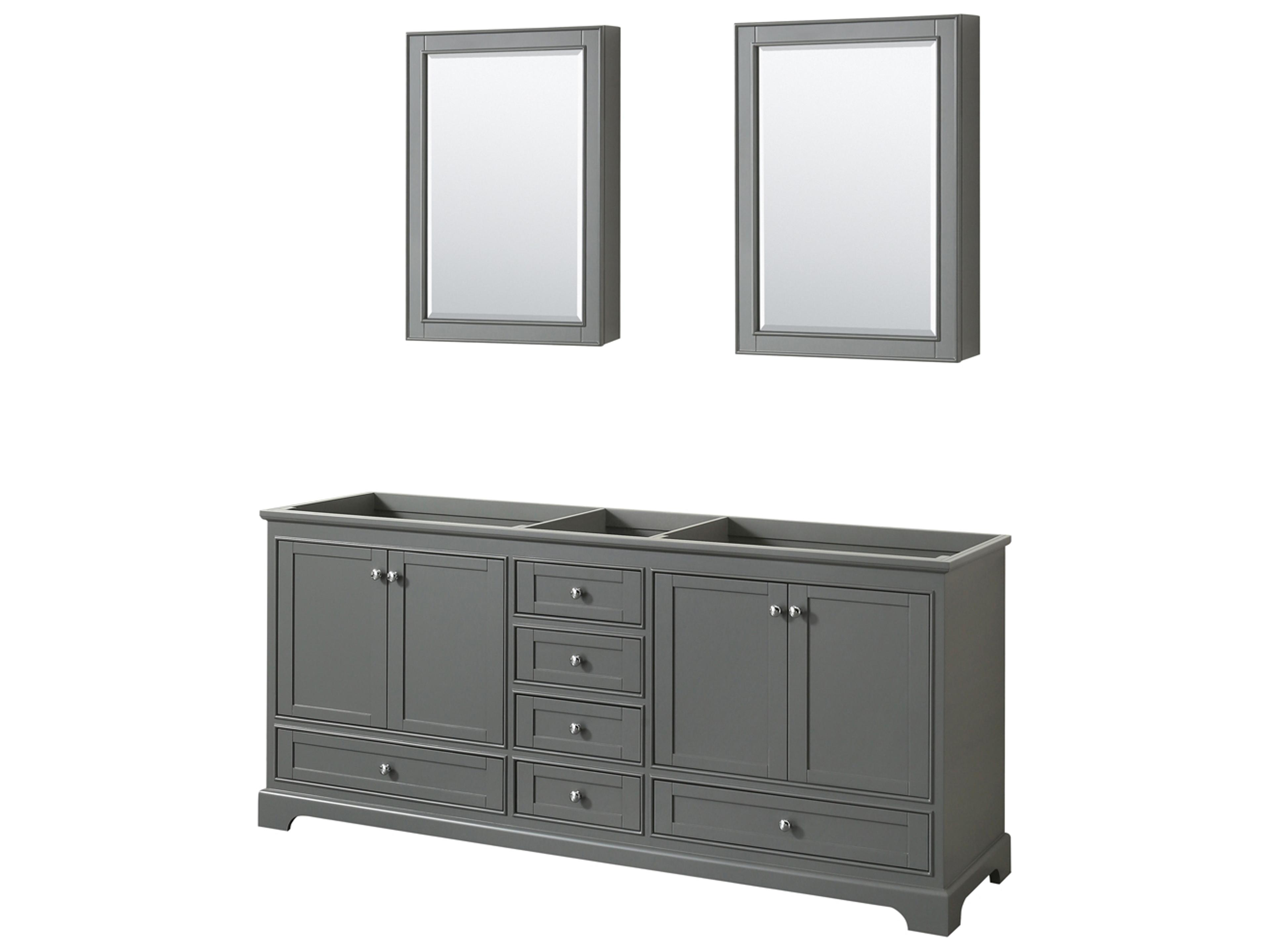 Wyndham Collection Deborah 79" Dark Gray Vanity with Medicine Cabinet