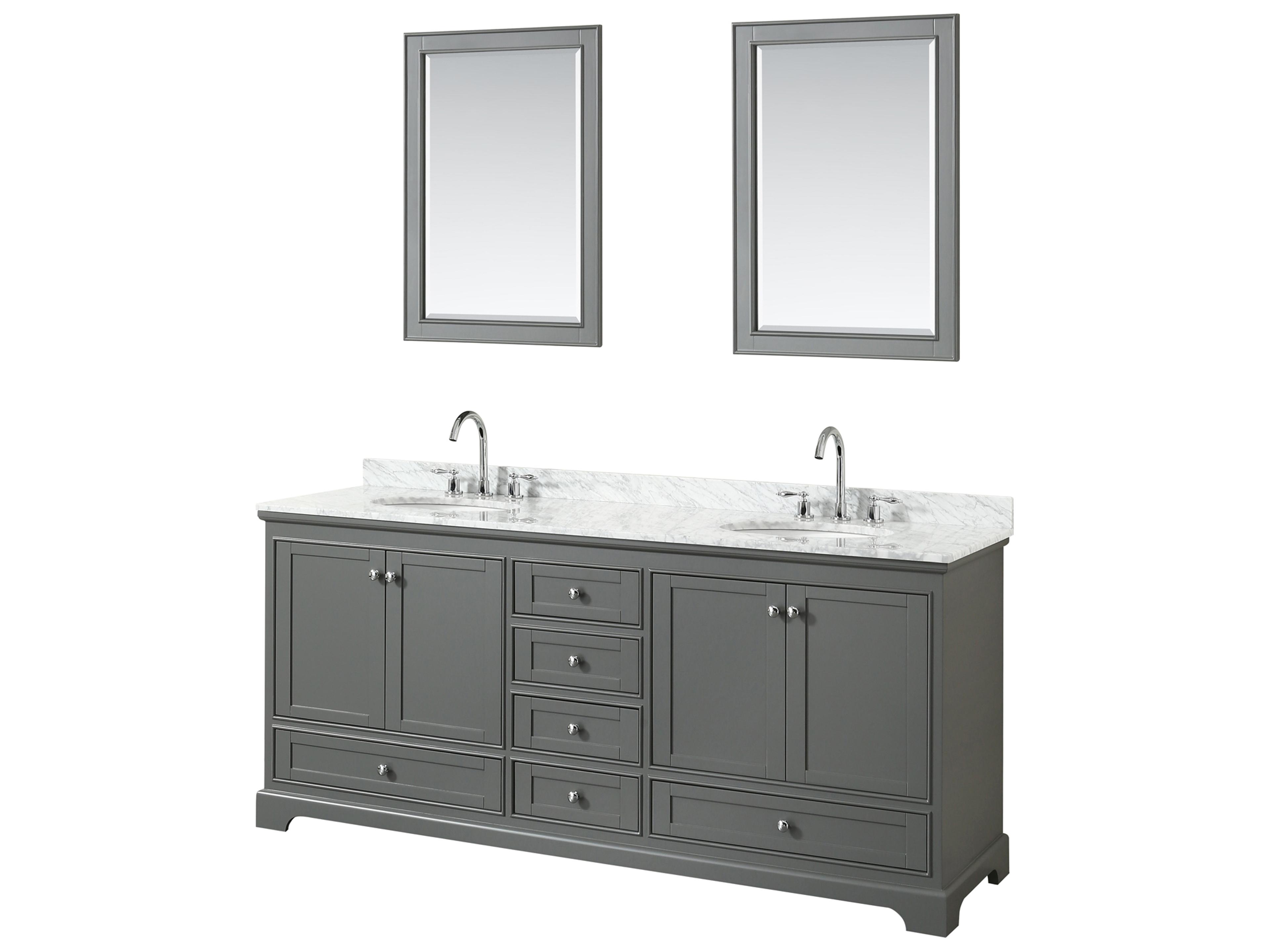 Wyndham Collection Deborah 80" Dark Gray Vanity with 24" Mirror