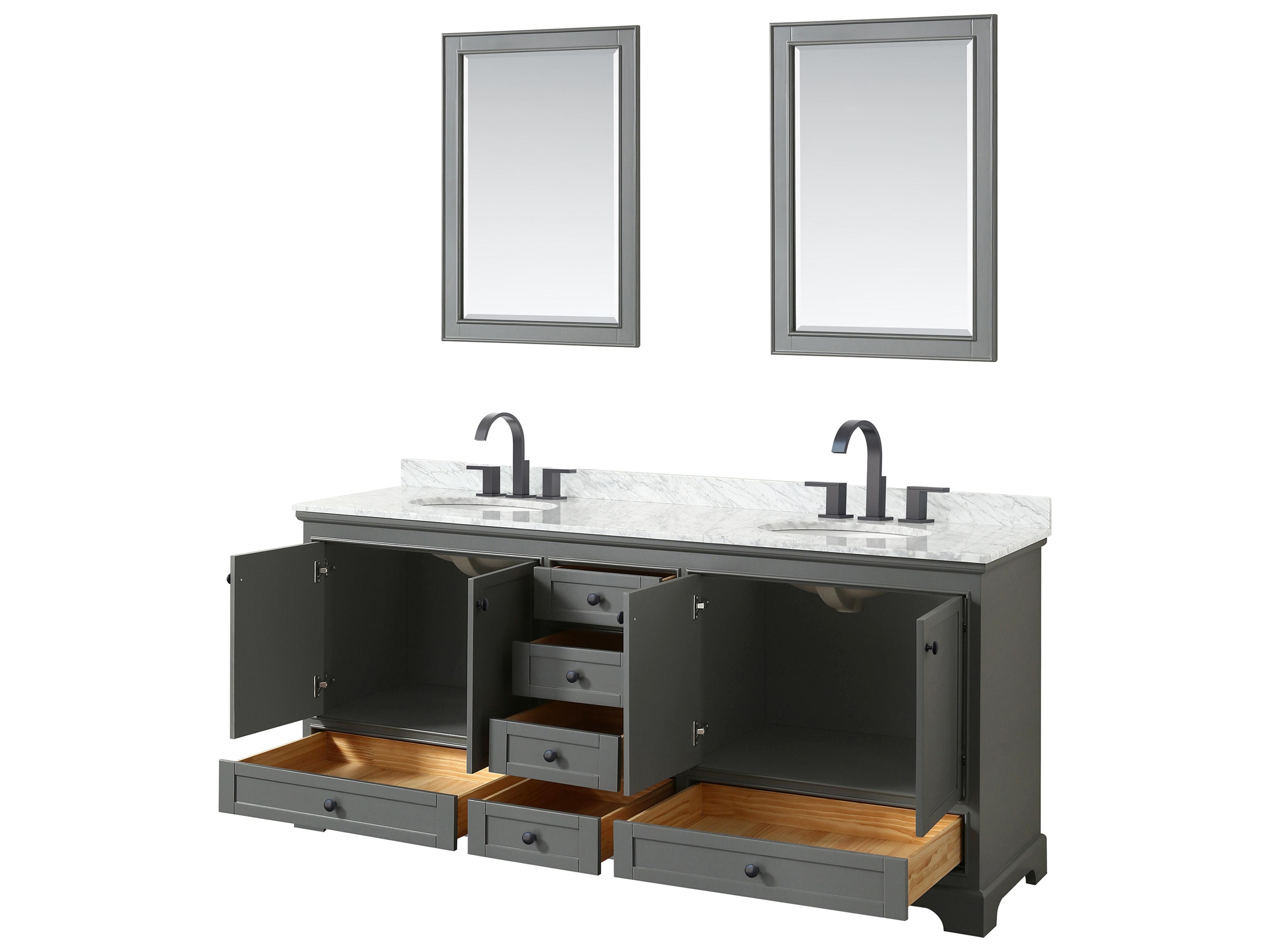 Wyndham Collection Deborah 80" Dark Gray Vanity with 24" Mirror