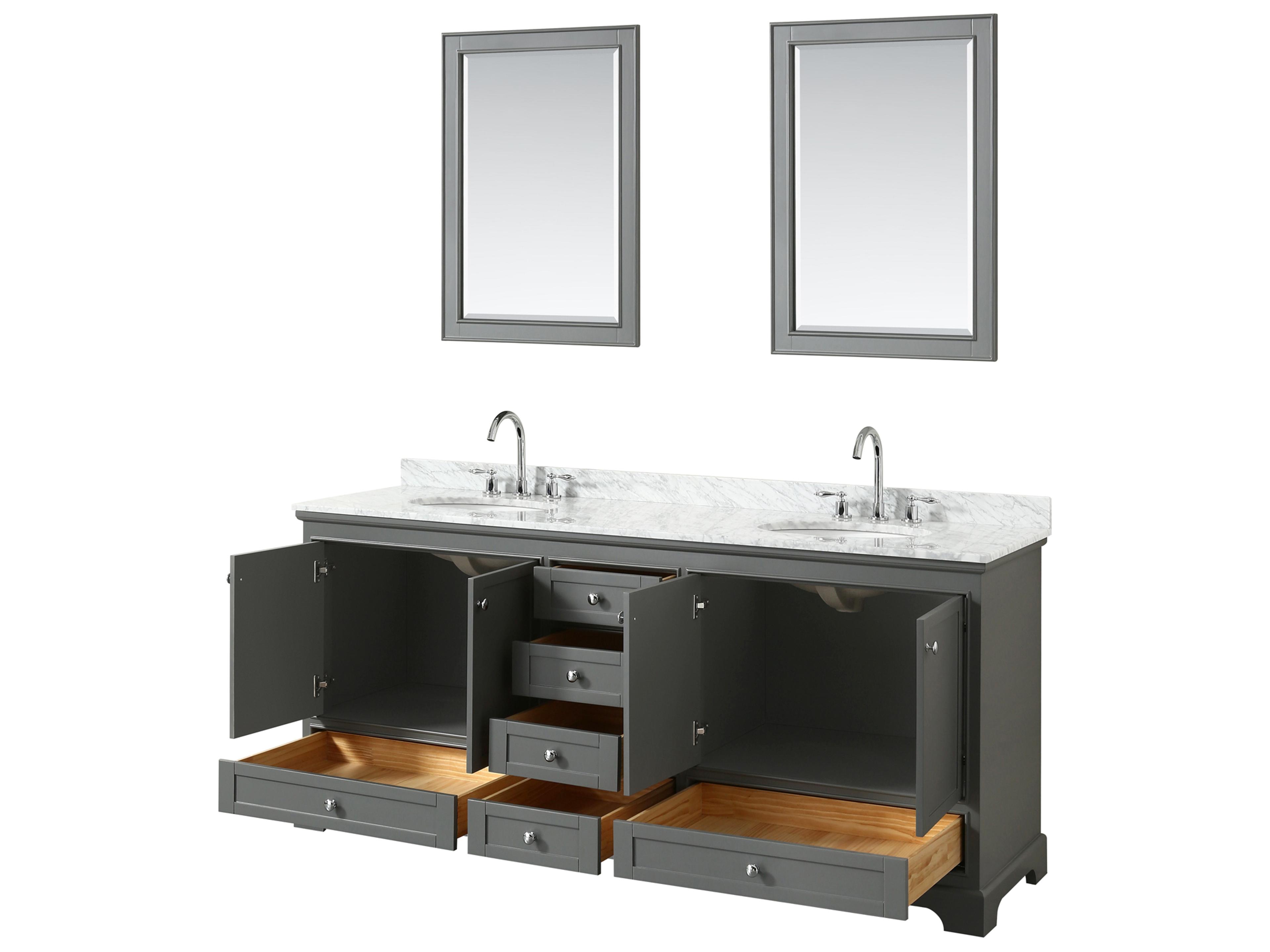 Wyndham Collection Deborah 80" Dark Gray Vanity with 24" Mirror