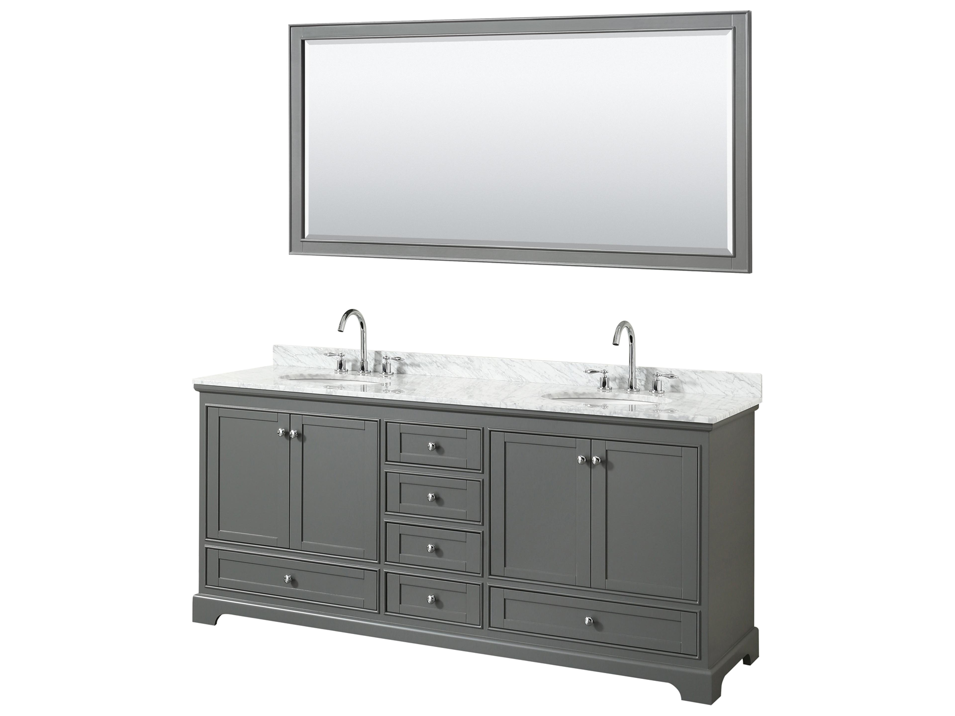 Wyndham Collection Deborah 80" Dark Gray Vanity with 70" Mirror