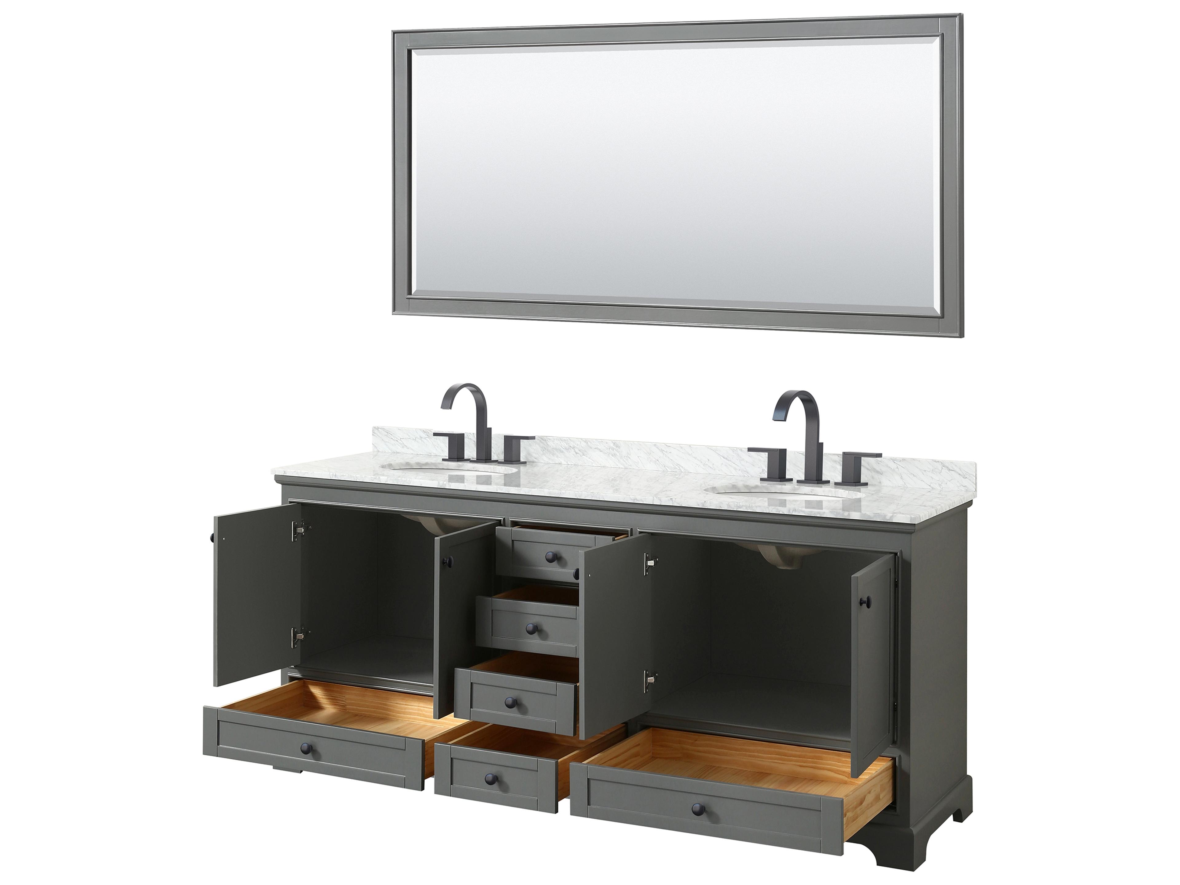 Wyndham Collection Deborah 80" Dark Gray Vanity with 70" Mirror