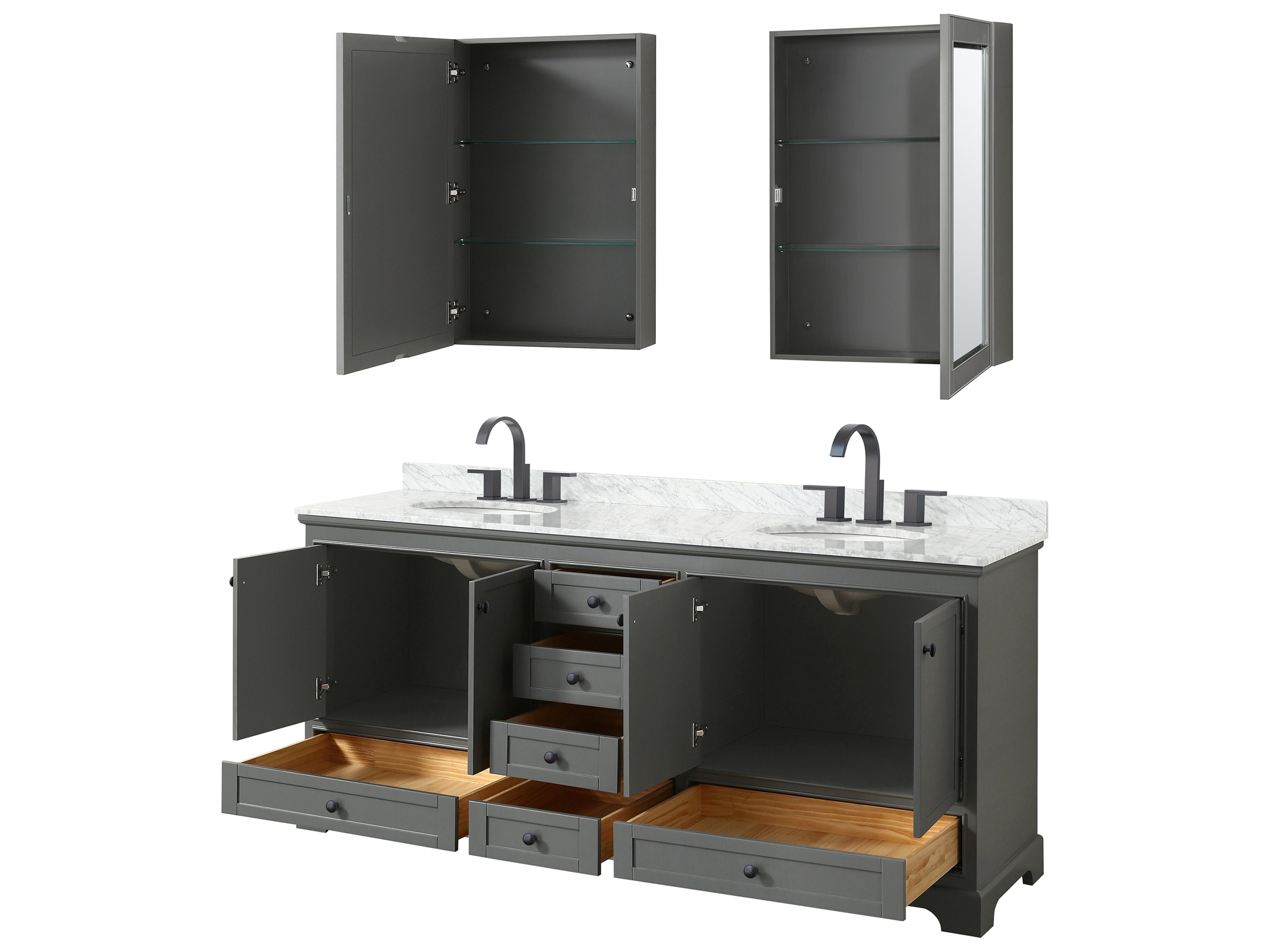 Wyndham Collection Deborah 80" Dark Gray Vanity with Medicine Cabinet
