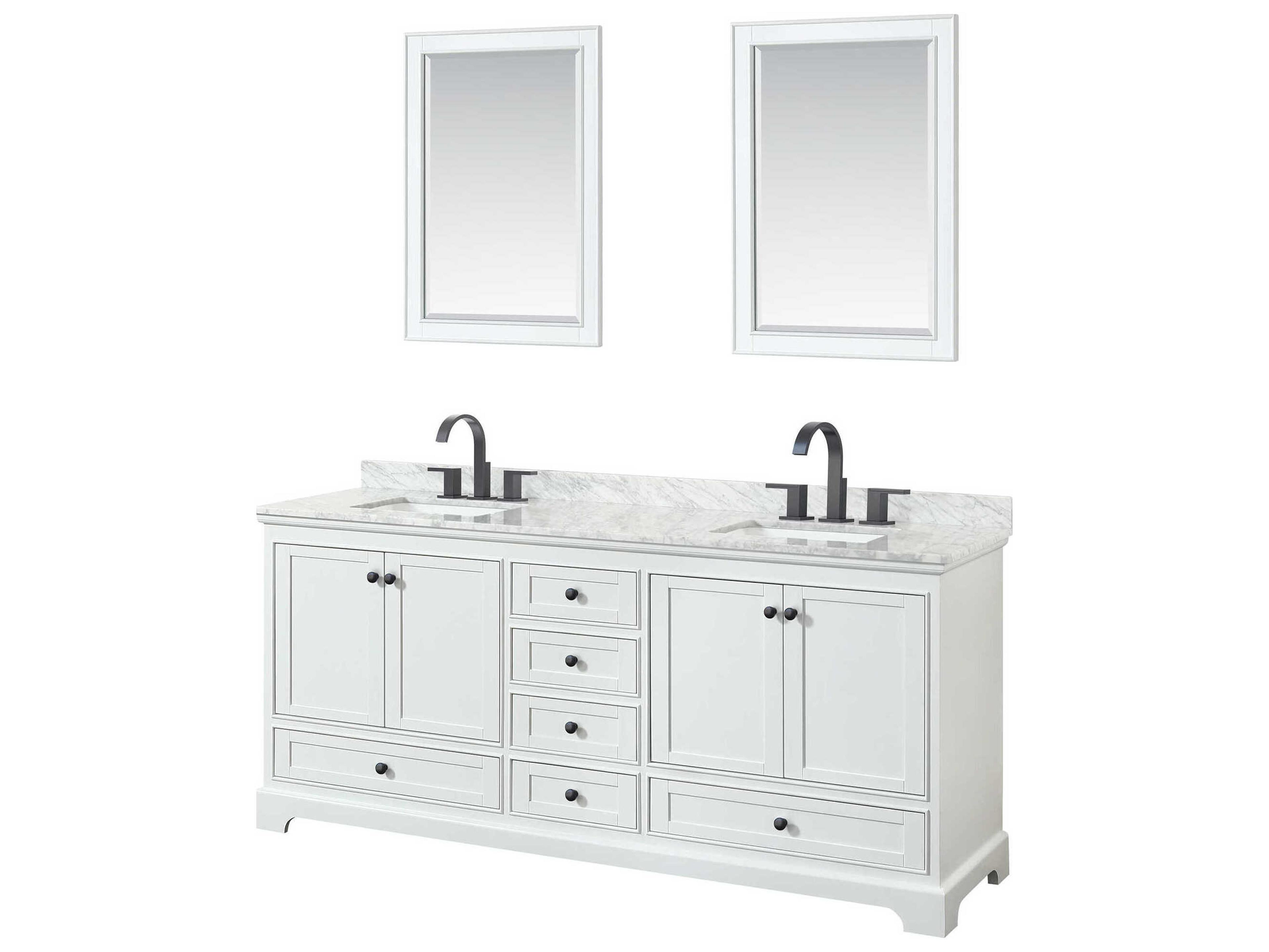 Wyndham Collection Deborah 80" White Vanity with 24" Mirror