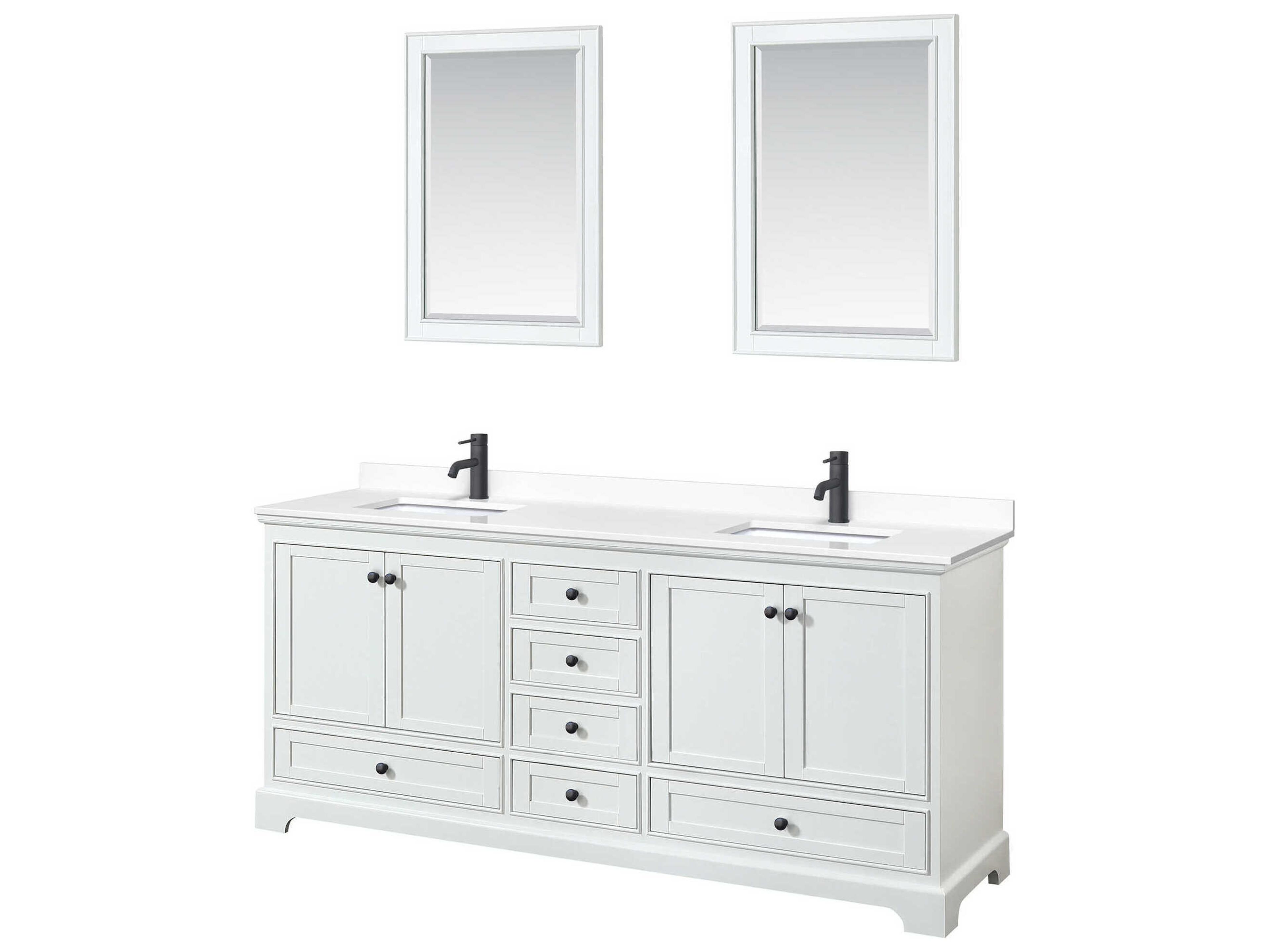 Wyndham Collection Deborah 80" White Vanity with 24" Mirror