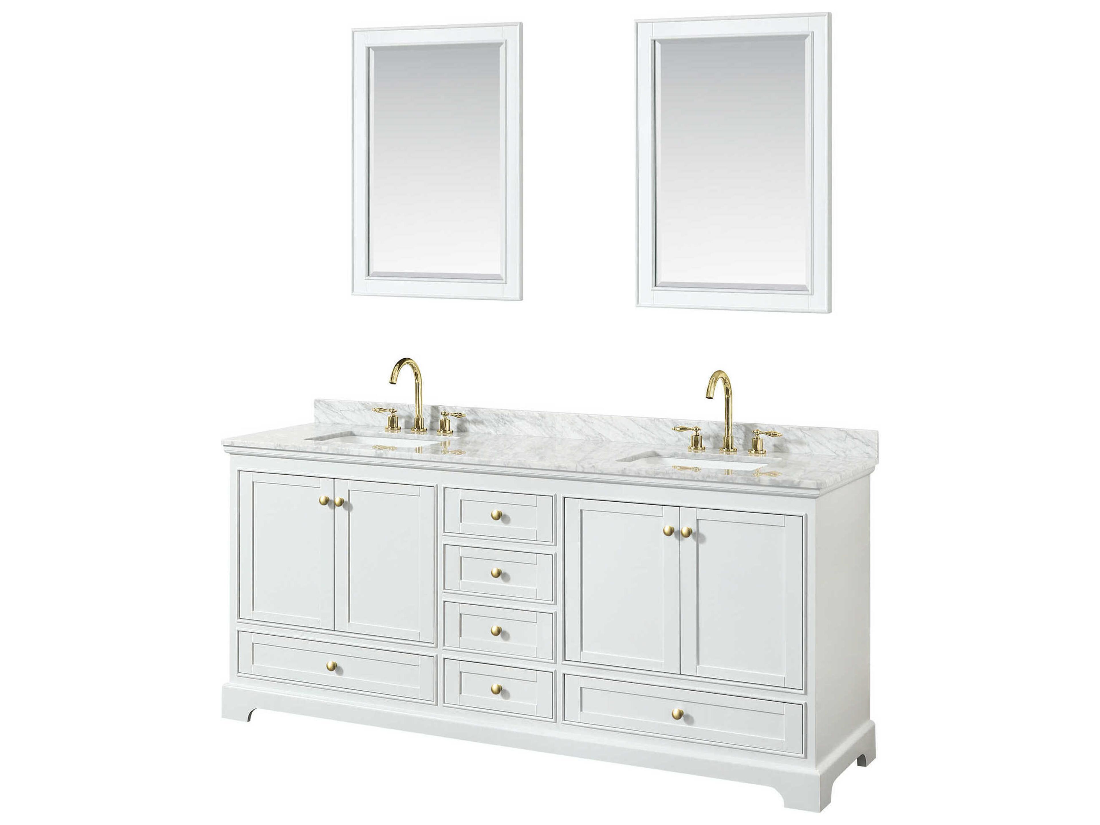 Wyndham Collection Deborah 80" White Vanity with 24" Mirror