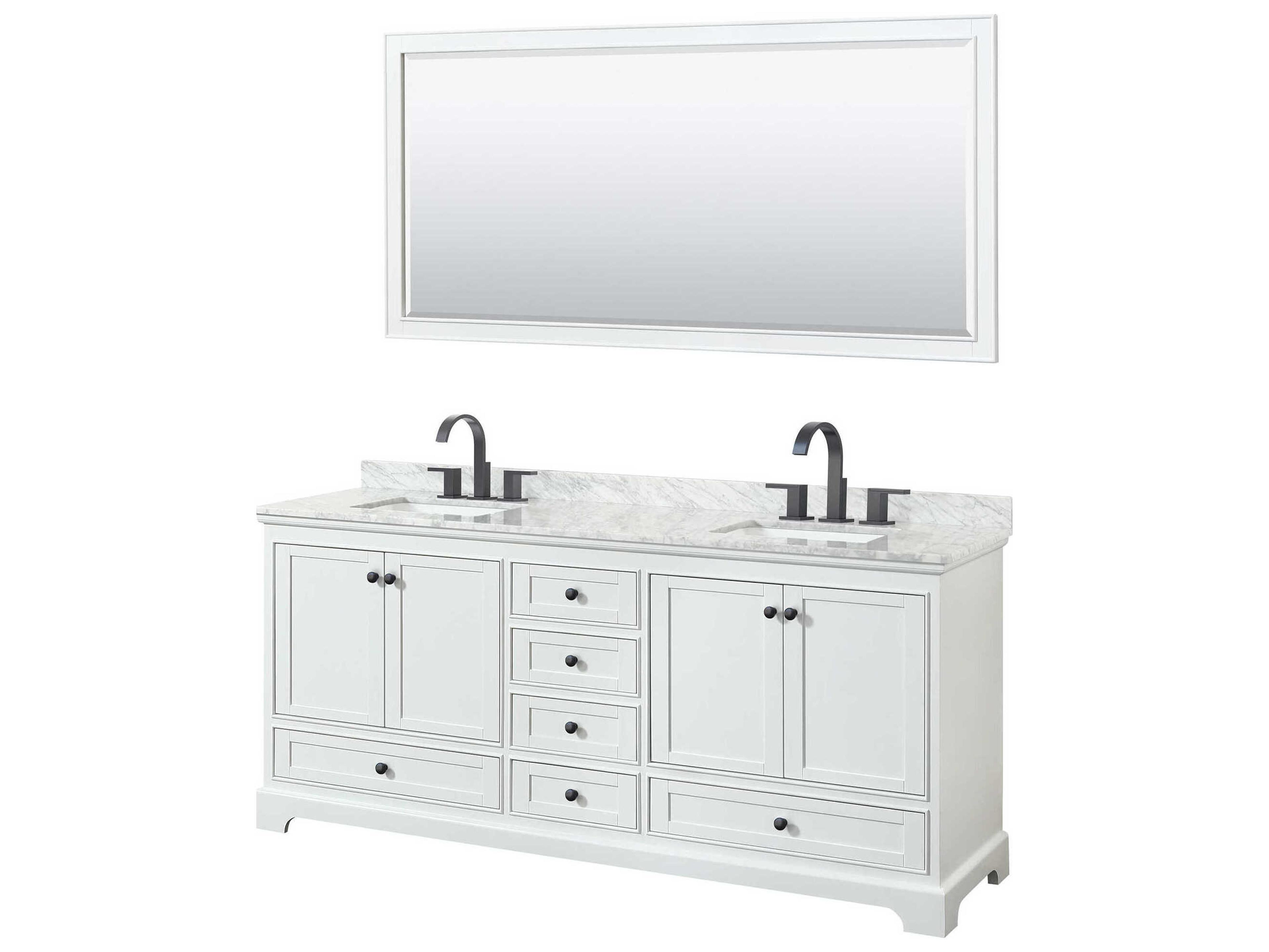 Wyndham Collection Deborah 80" White Vanity with 70" Mirror