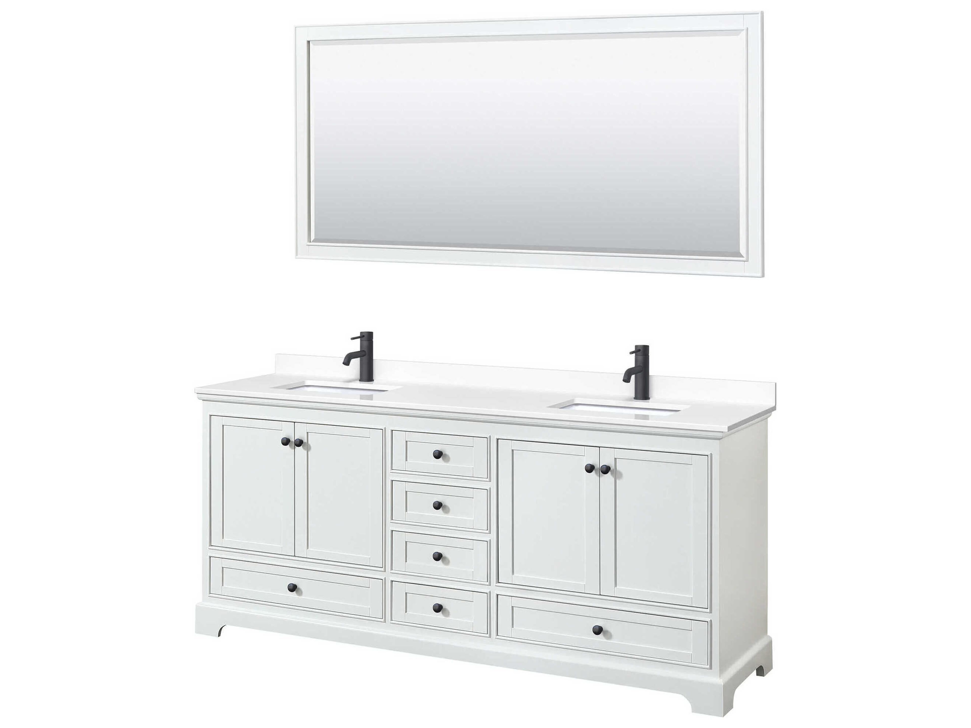 Wyndham Collection Deborah 80" White Vanity with 70" Mirror
