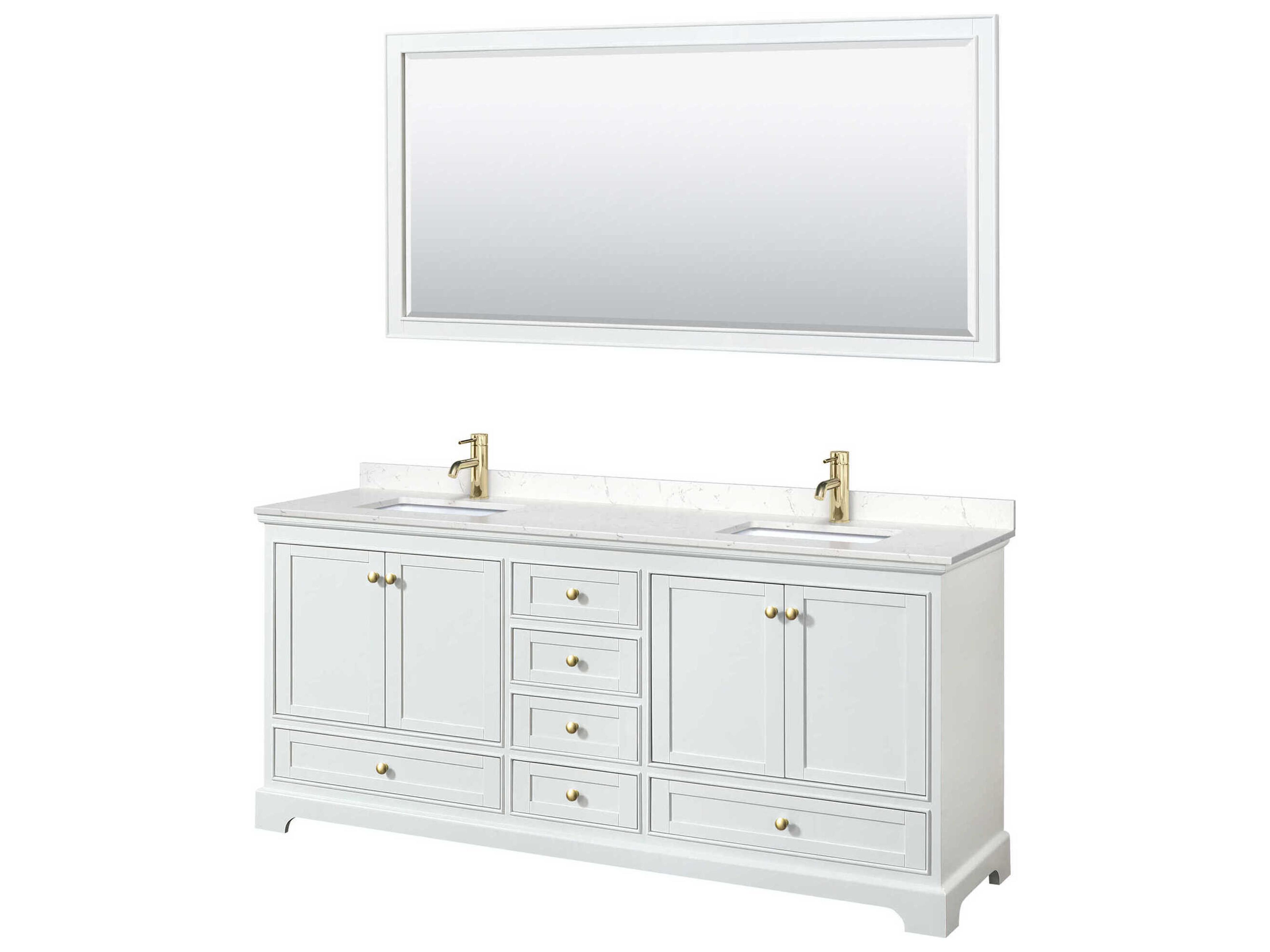 Wyndham Collection Deborah 80" White Vanity with 70" Mirror