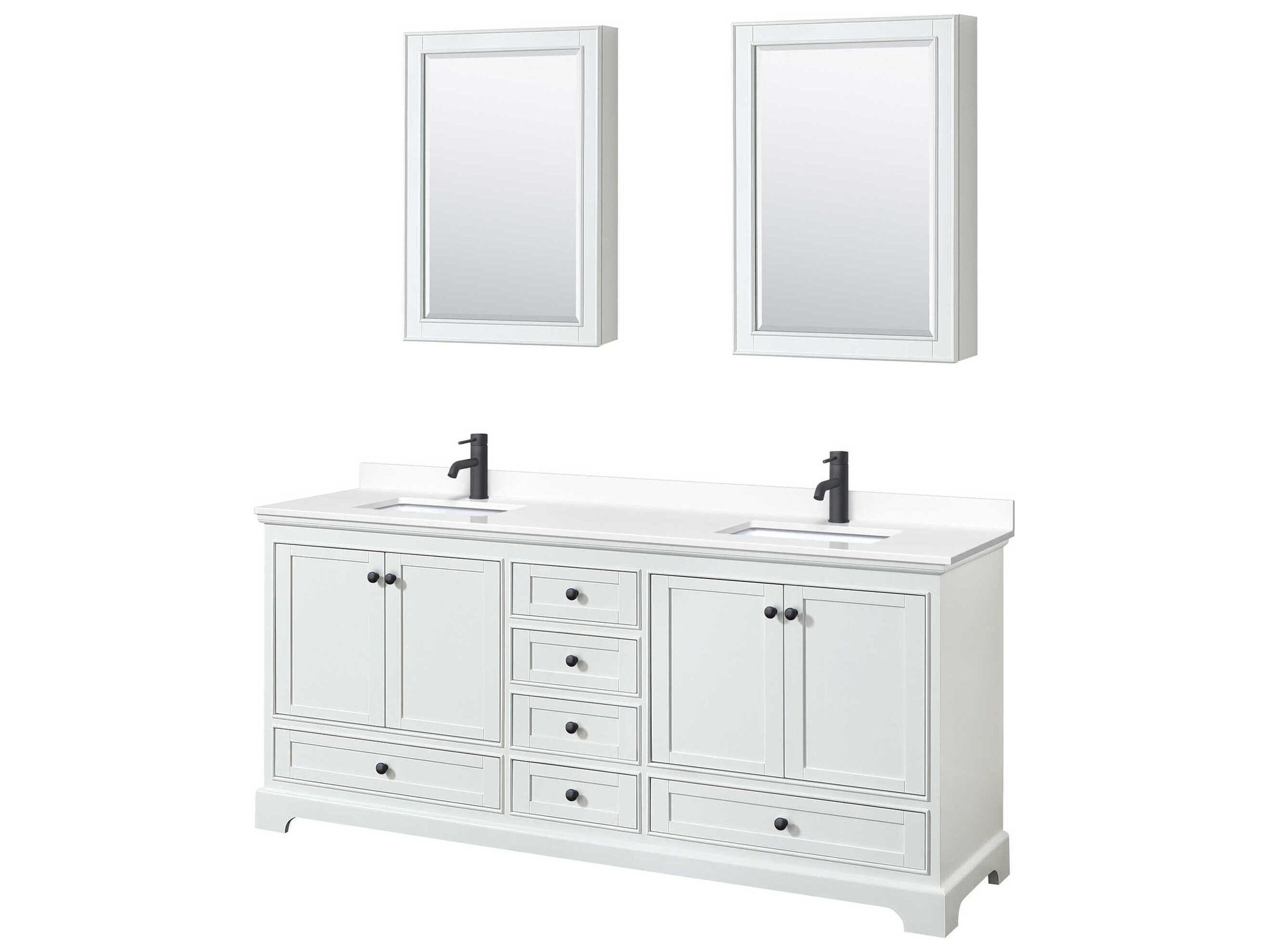 Wyndham Collection Deborah 80" White Vanity with Medicine Cabinet