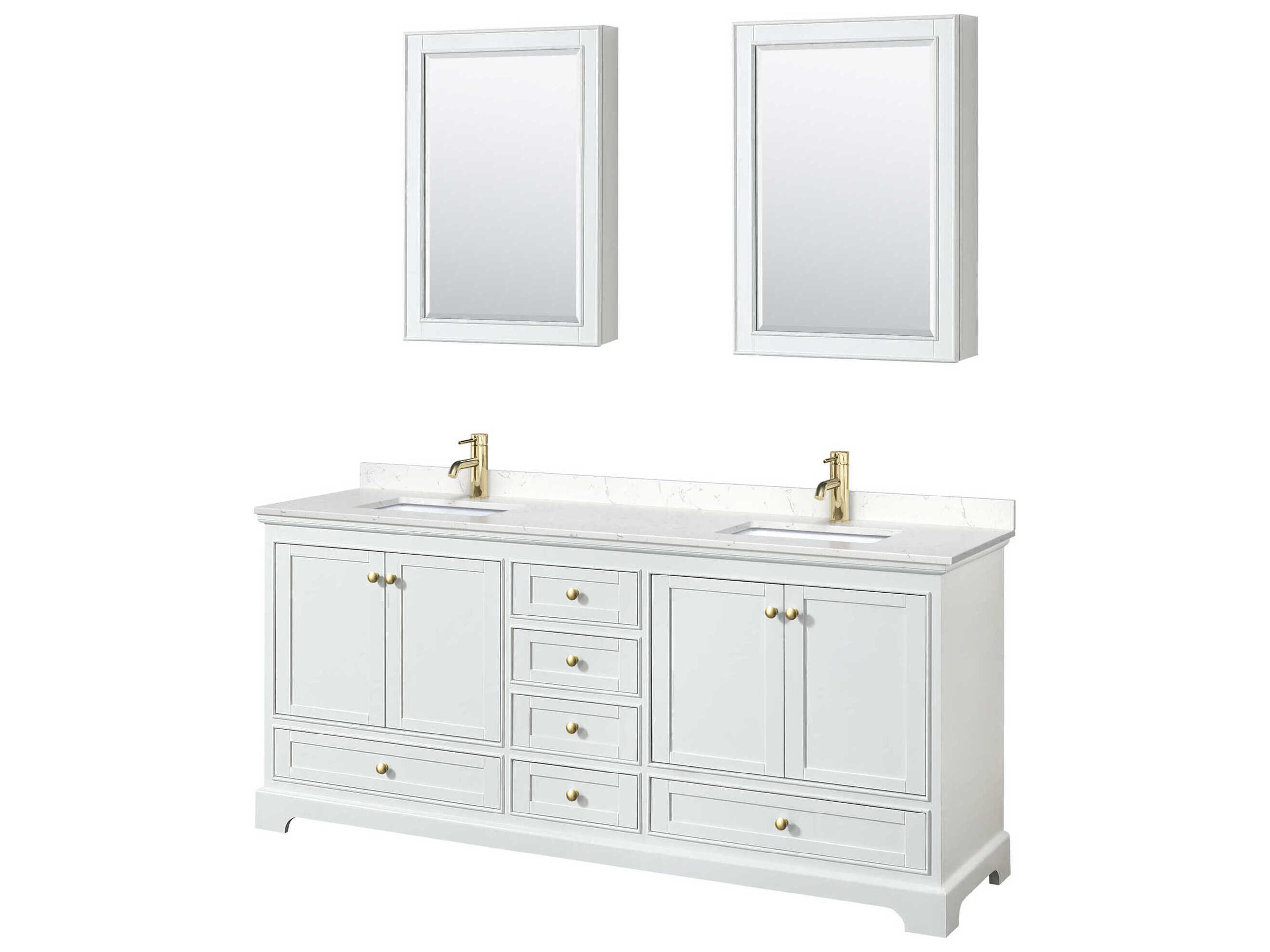 Wyndham Collection Deborah 80" White Vanity with Medicine Cabinet