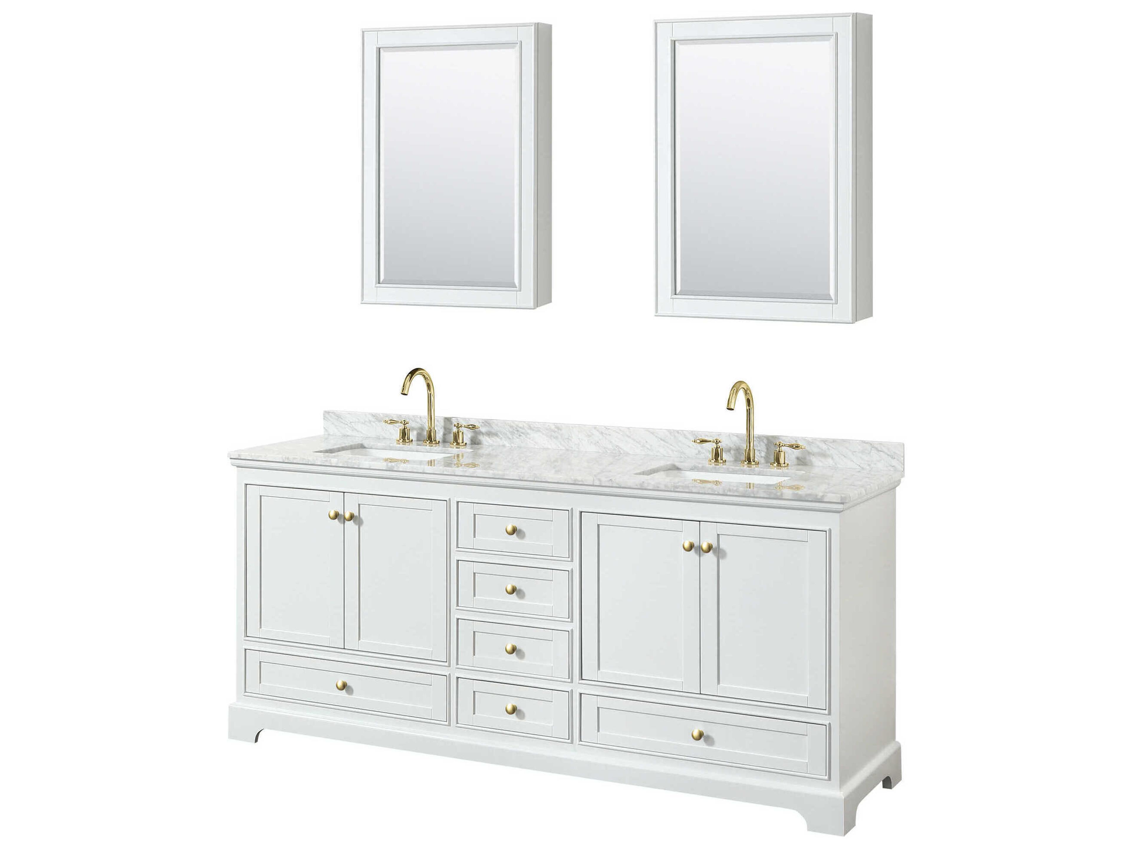 Wyndham Collection Deborah 80" White Vanity with Medicine Cabinet