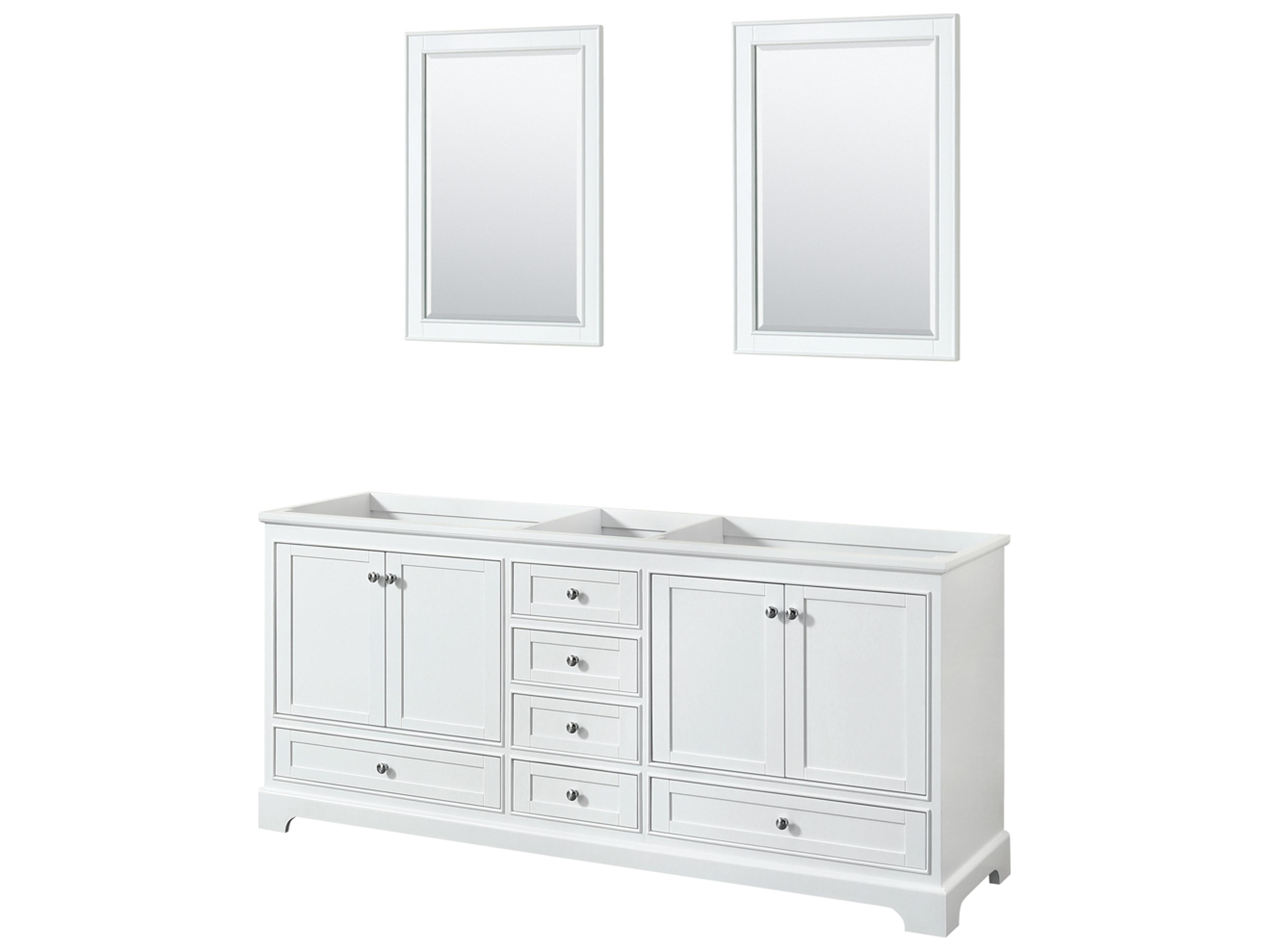 Wyndham Collection Deborah 79" White Vanity with 24" Mirror