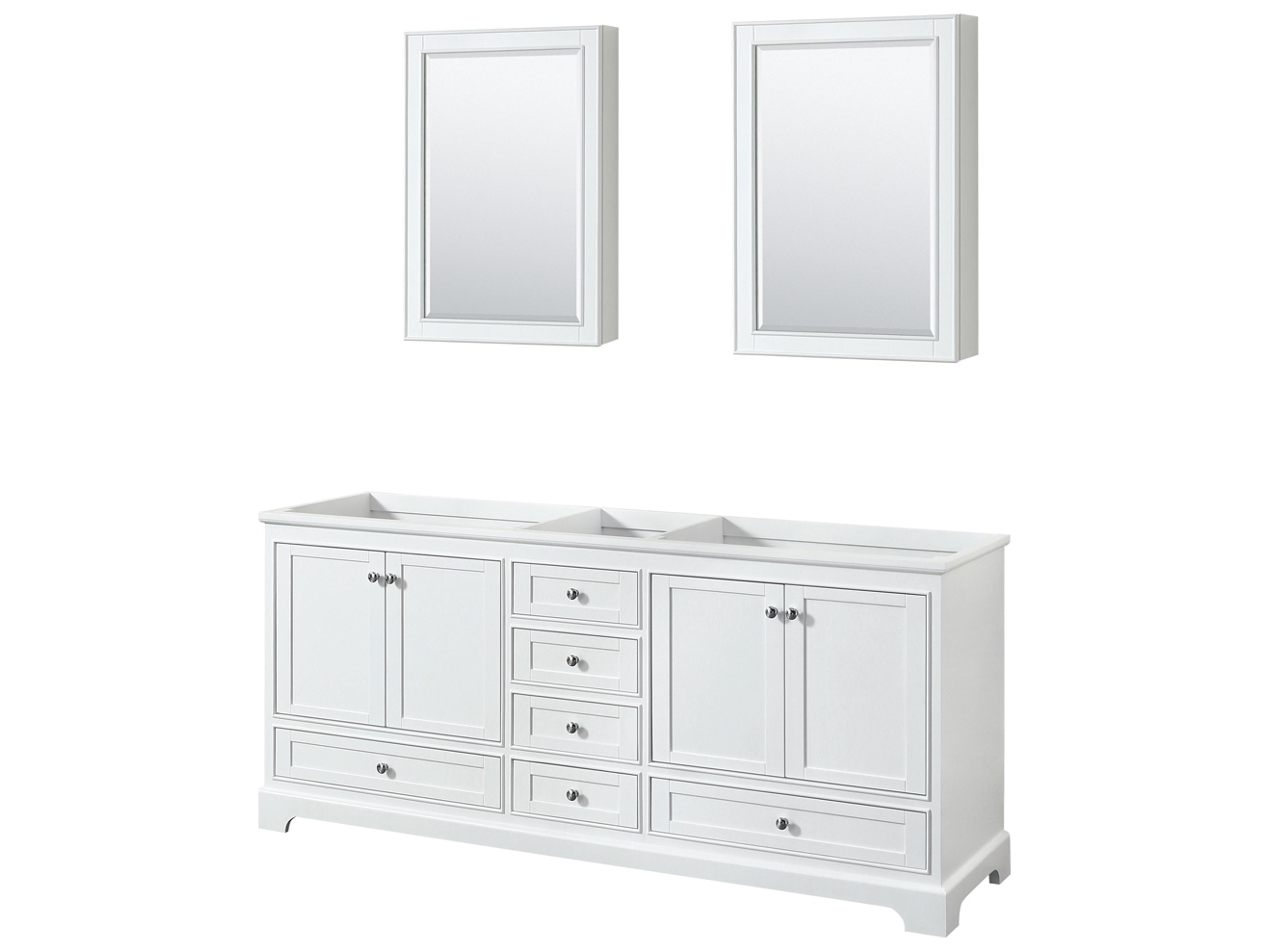 Wyndham Collection Deborah 79" White Vanity with Medicine Cabinet