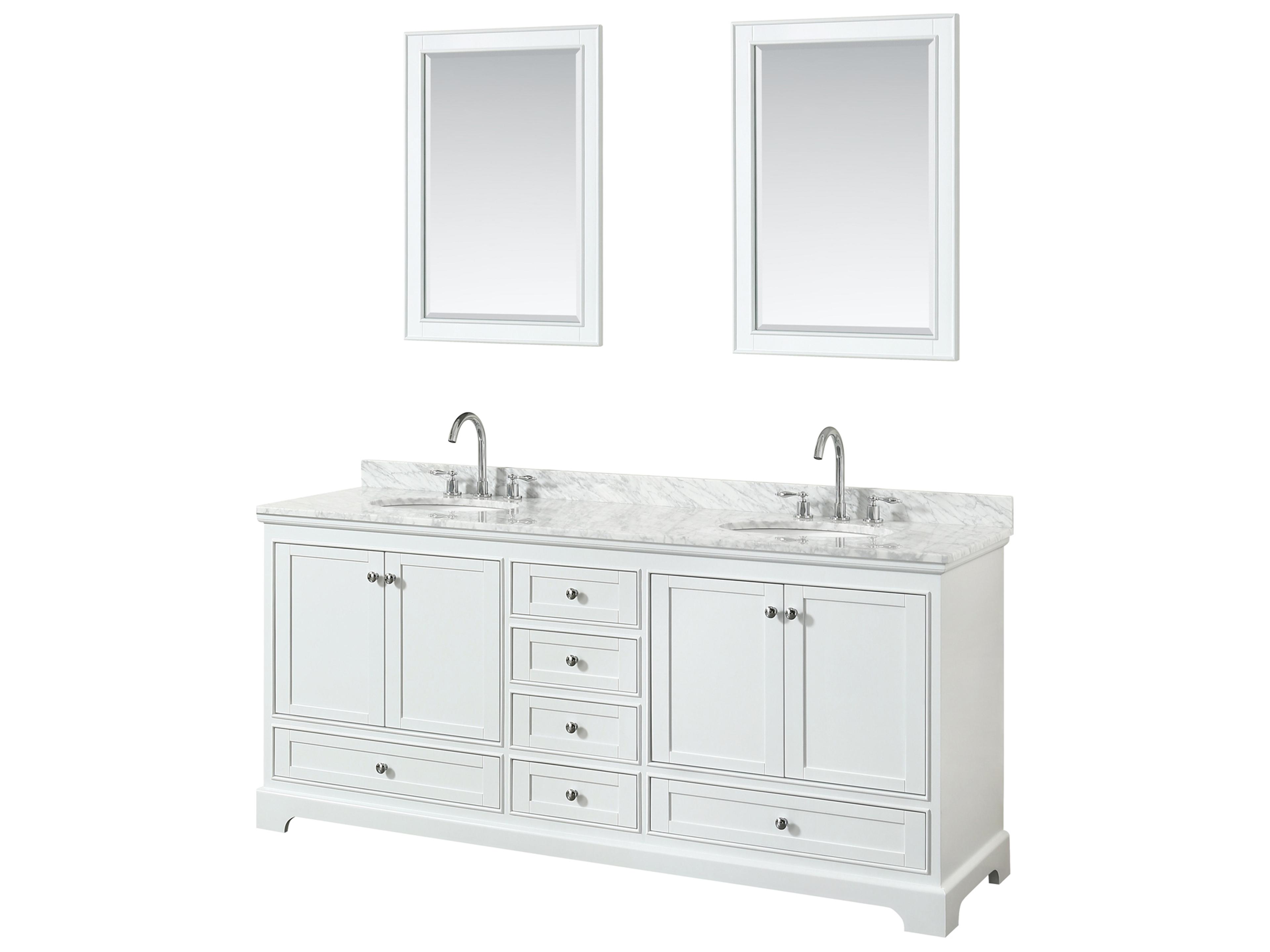Wyndham Collection Deborah 80" White Vanity with 24" Mirror