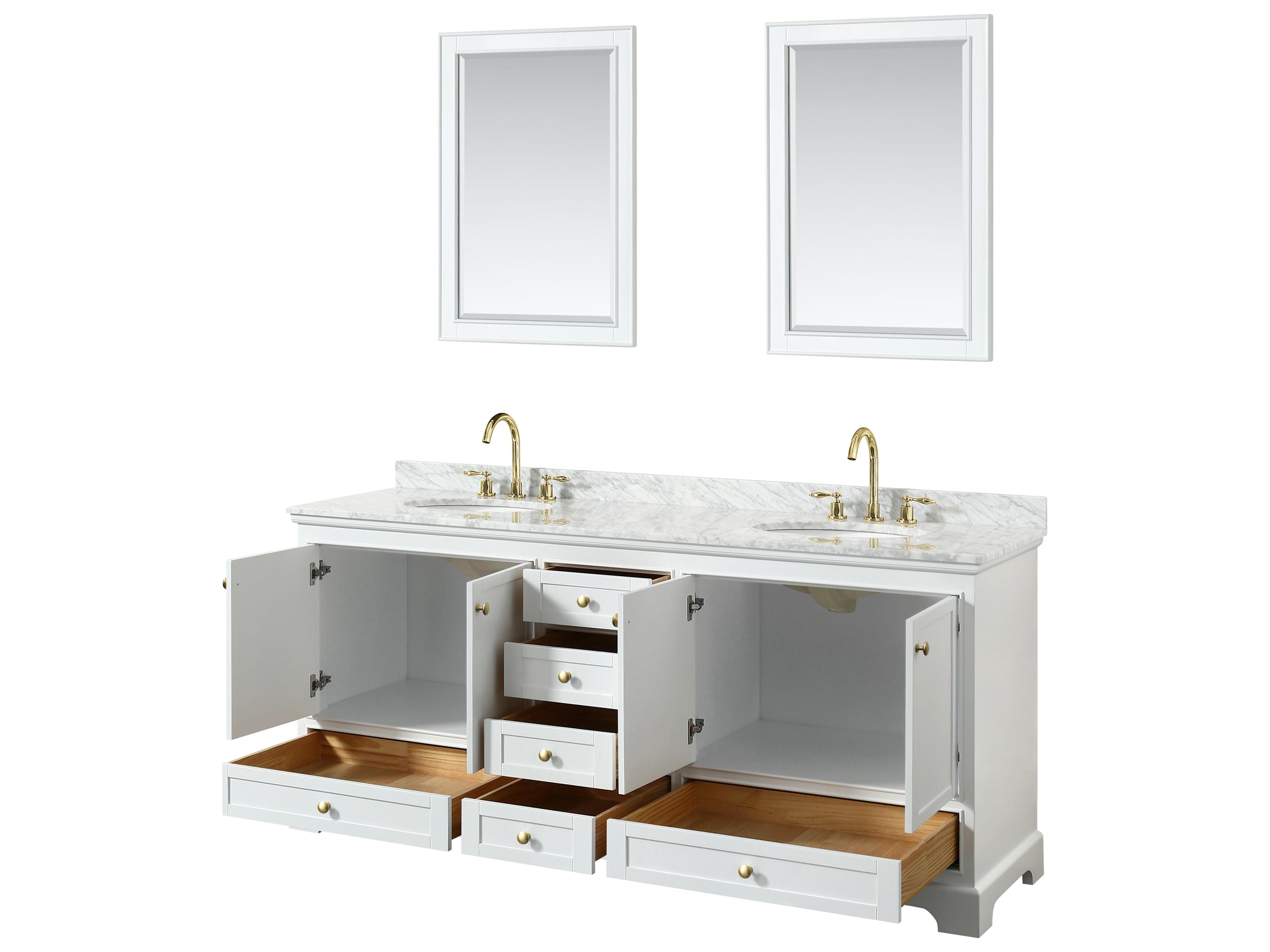 Wyndham Collection Deborah 80" White Vanity with 24" Mirror
