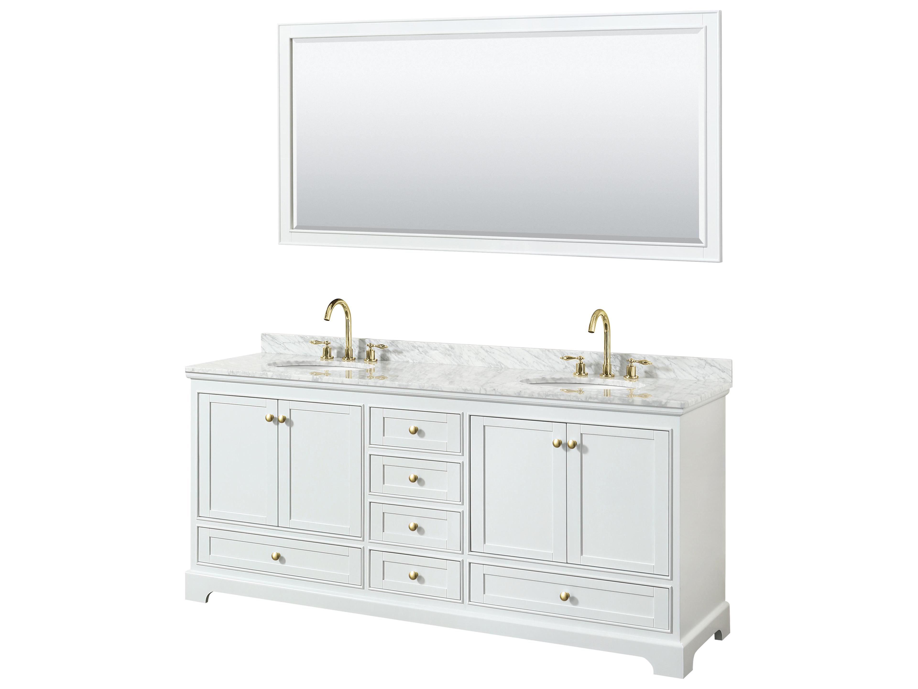 Wyndham Collection Deborah 80" White Vanity with 70" Mirror
