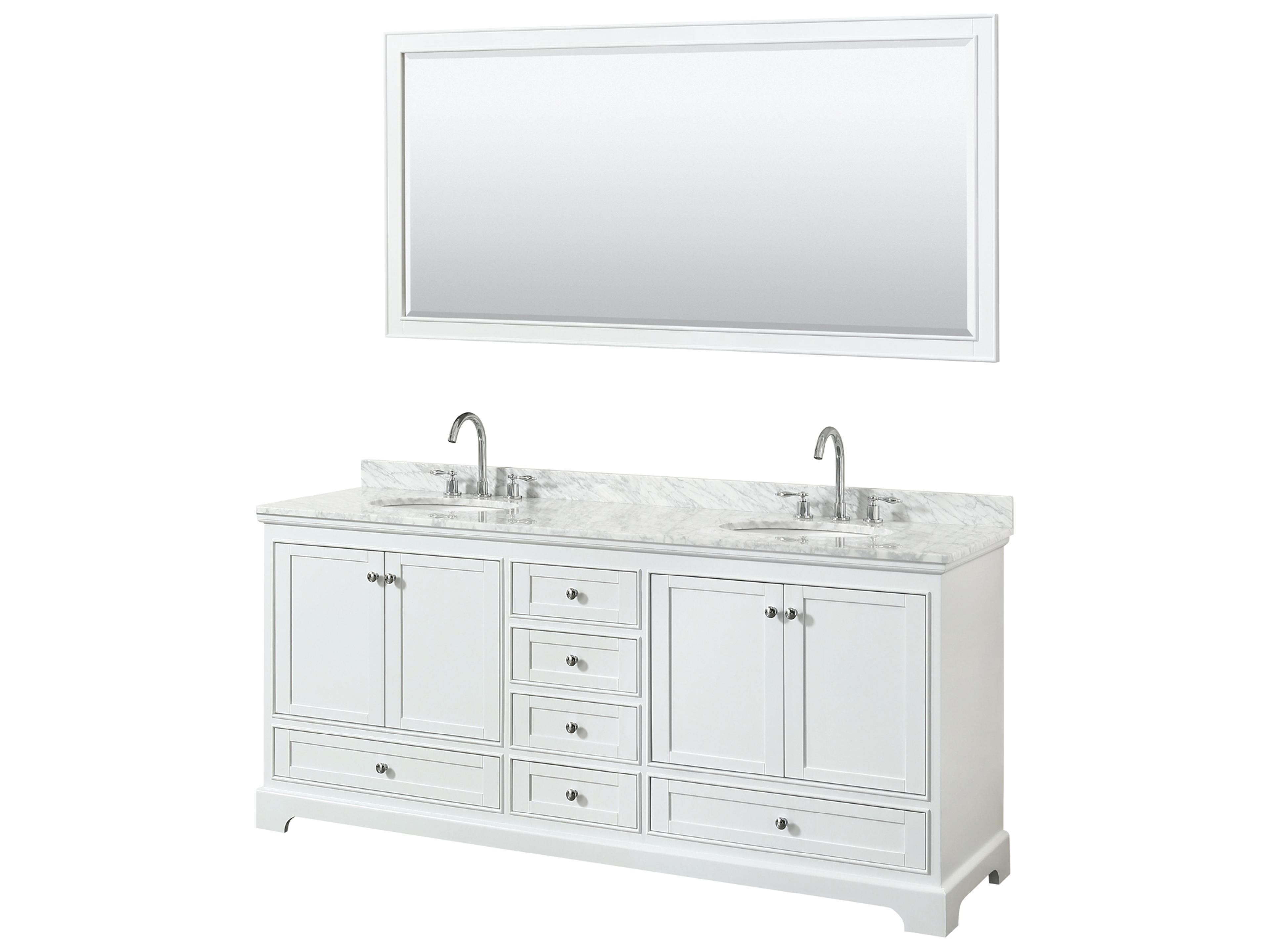 Wyndham Collection Deborah 80" White Vanity with 70" Mirror