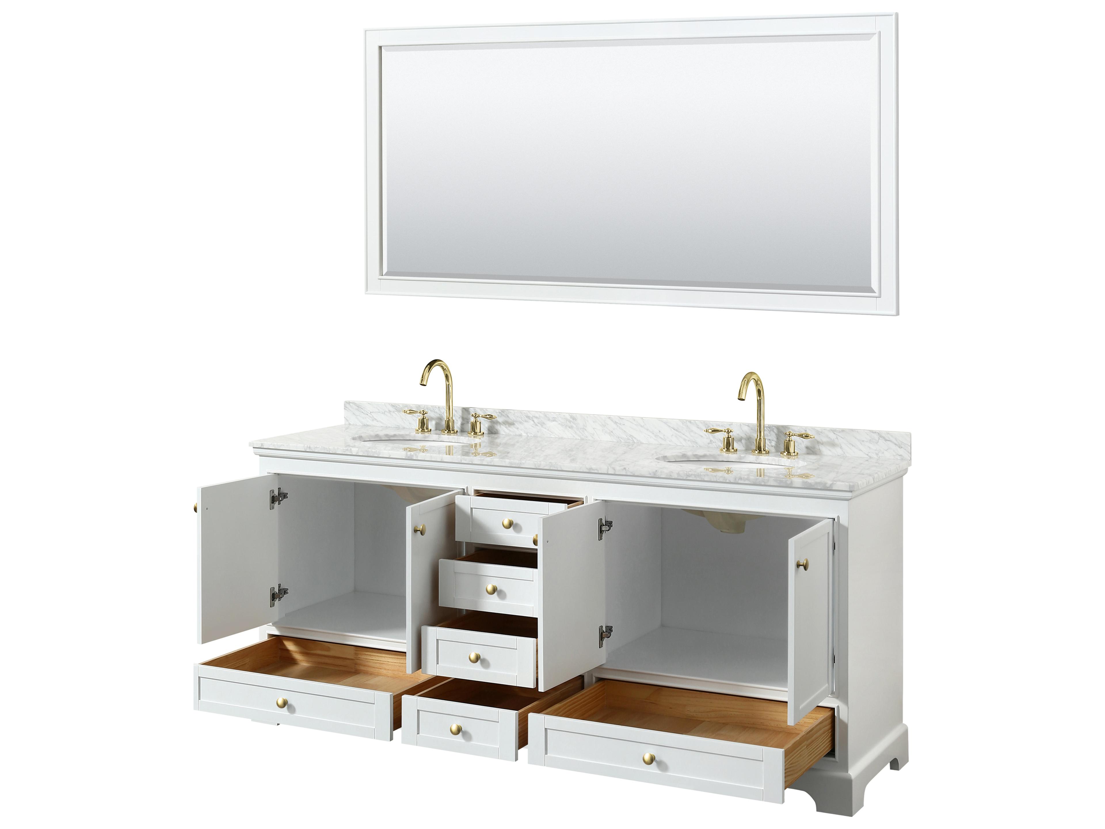 Wyndham Collection Deborah 80" White Vanity with 70" Mirror