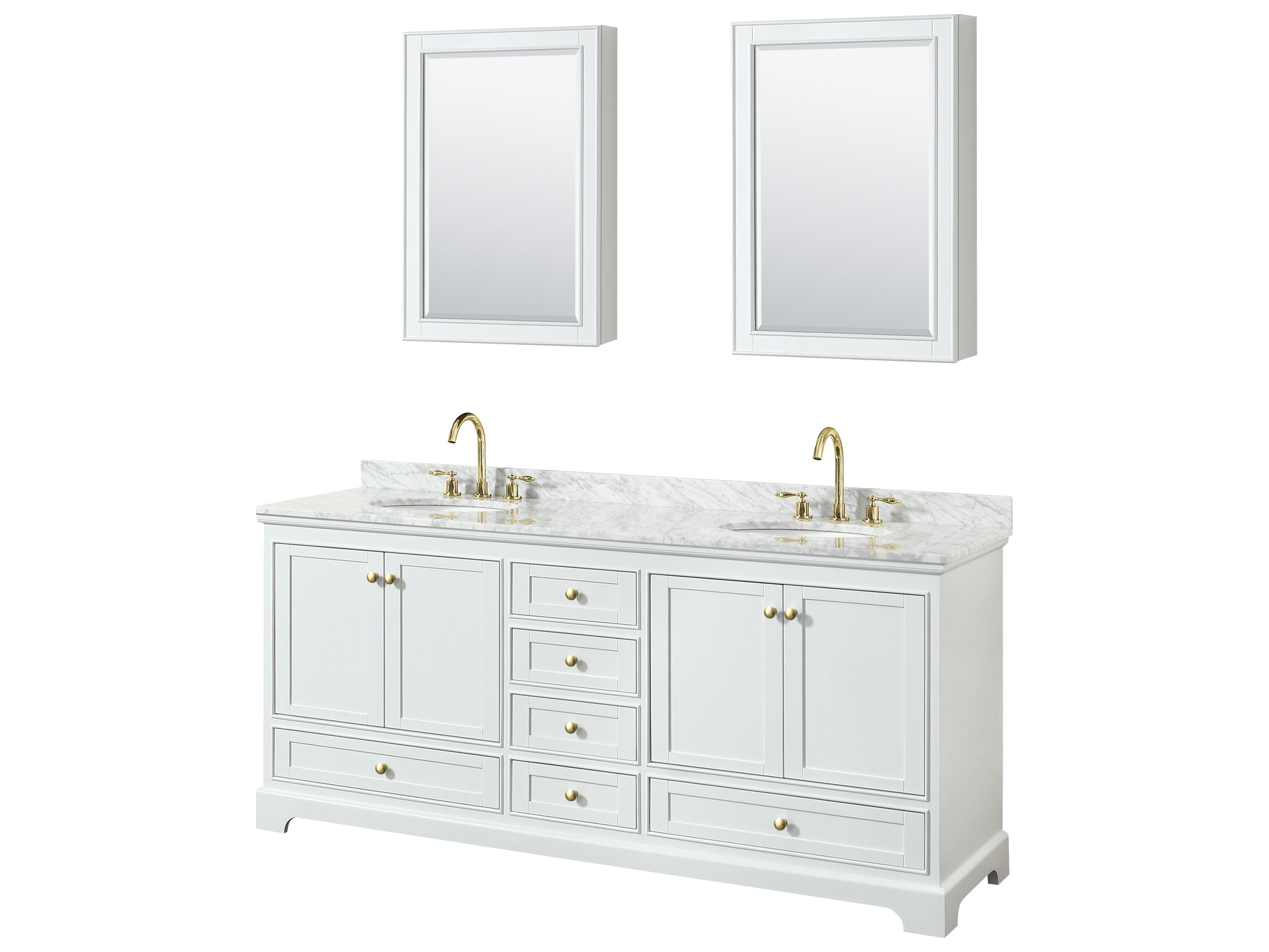 Wyndham Collection Deborah 80" White Vanity with Medicine Cabinet