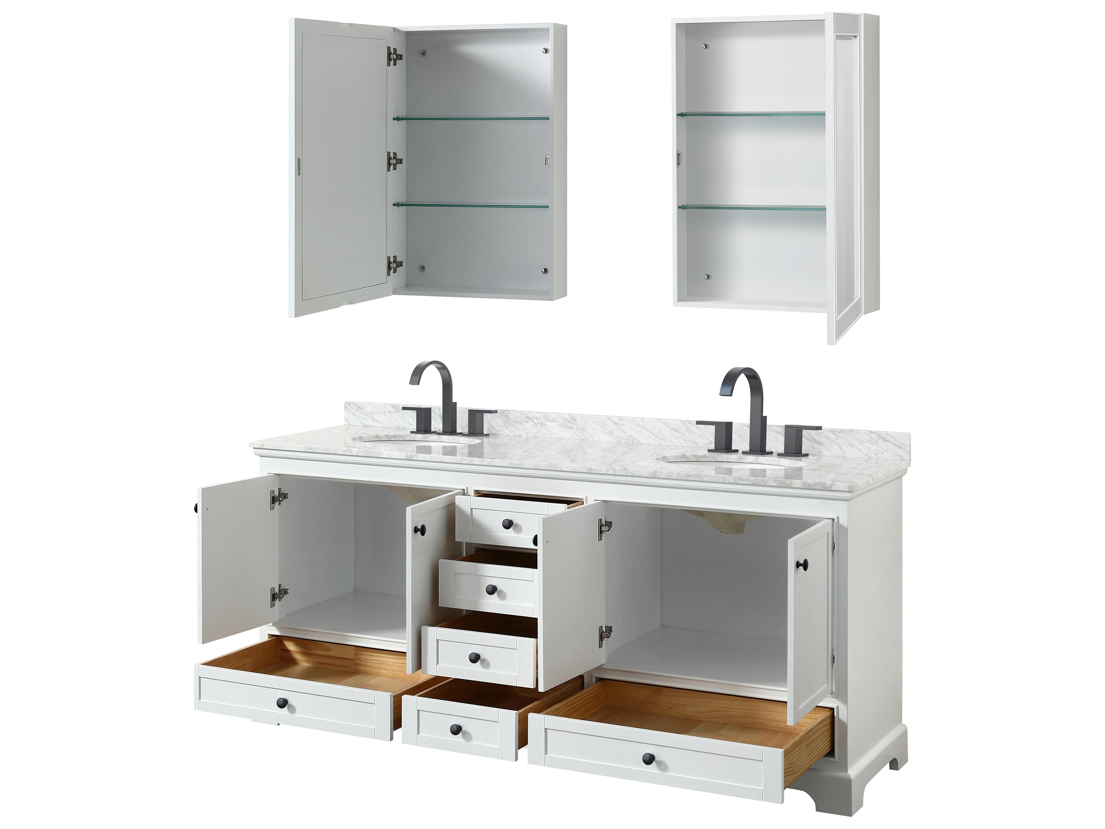 Wyndham Collection Deborah 80" White Vanity with Medicine Cabinet