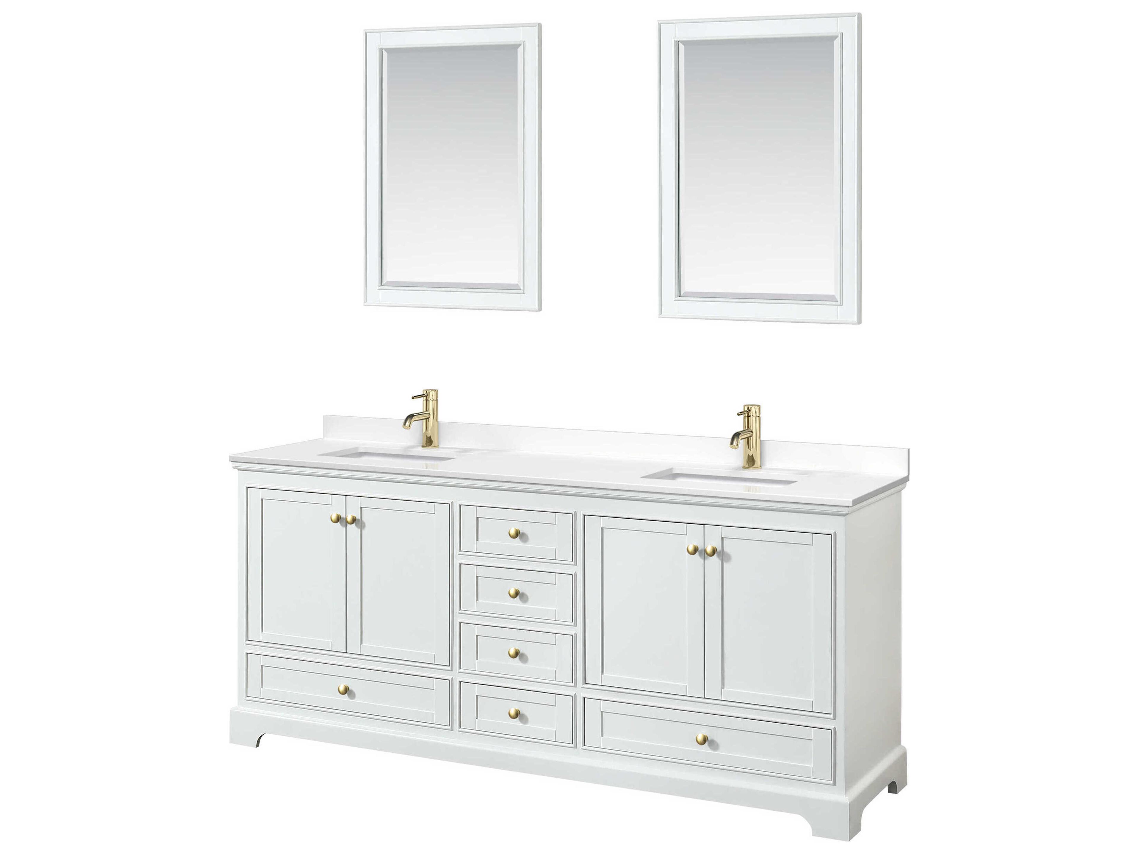 Wyndham Collection Deborah 80" White Vanity with 24" Mirror