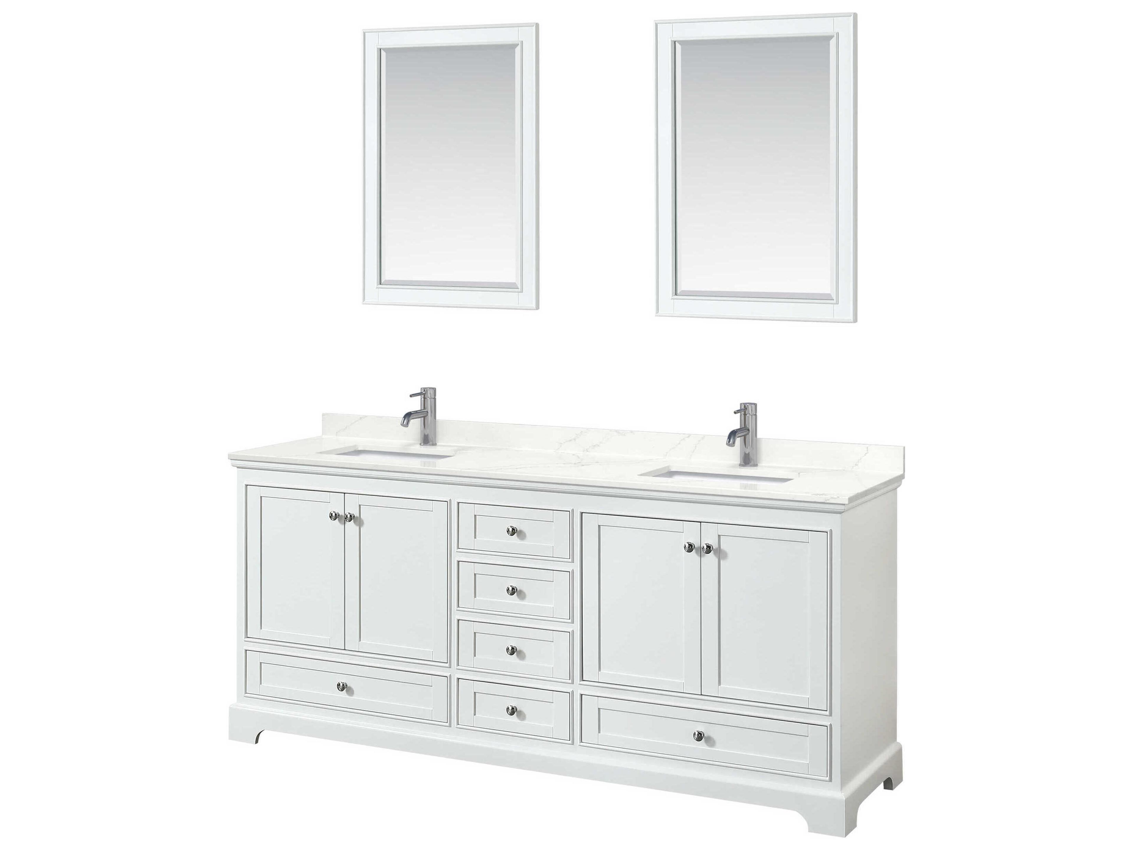Wyndham Collection Deborah 80" White Vanity with 24" Mirror