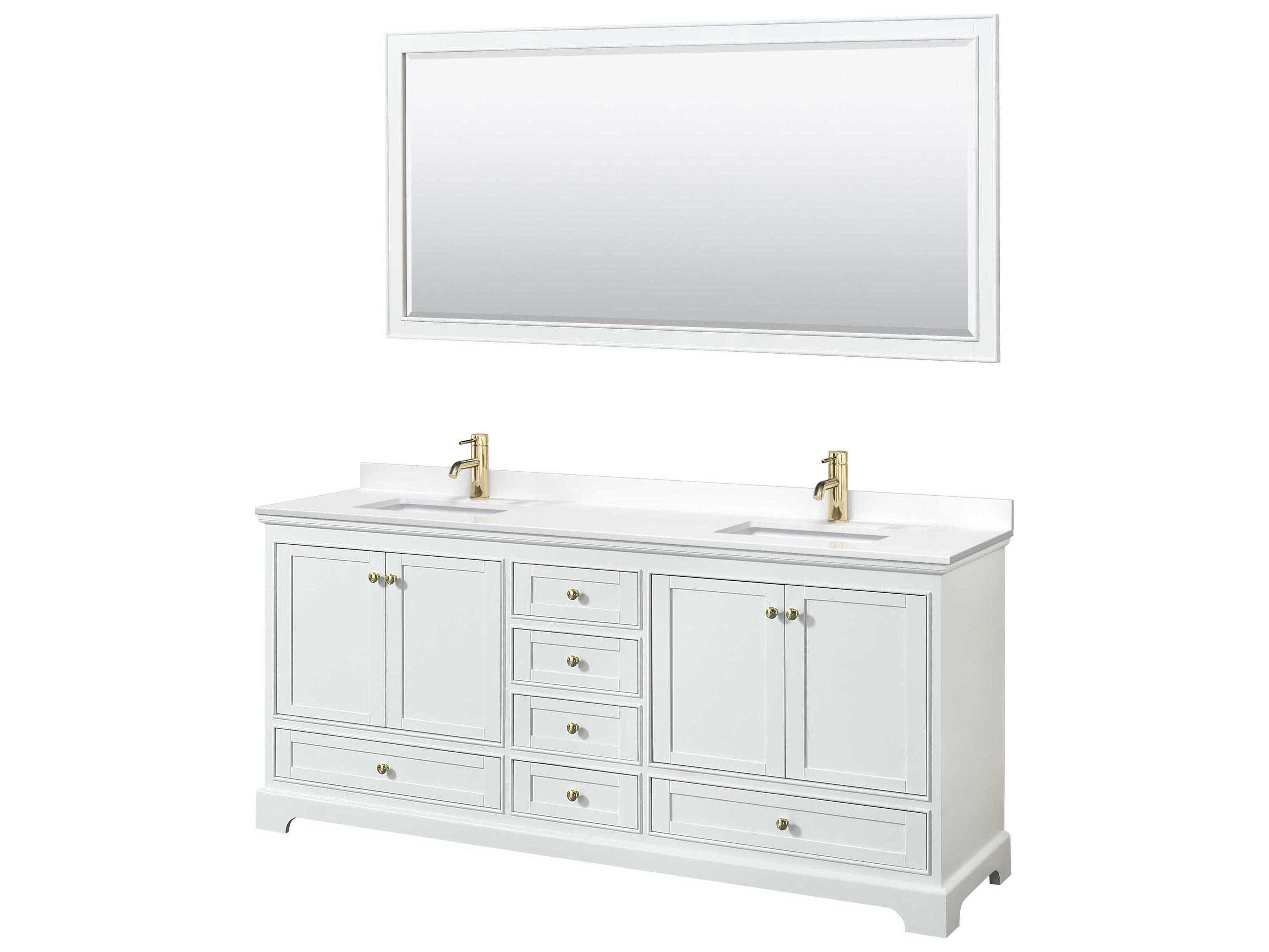 Wyndham Collection Deborah 80" White Vanity with 70" Mirror