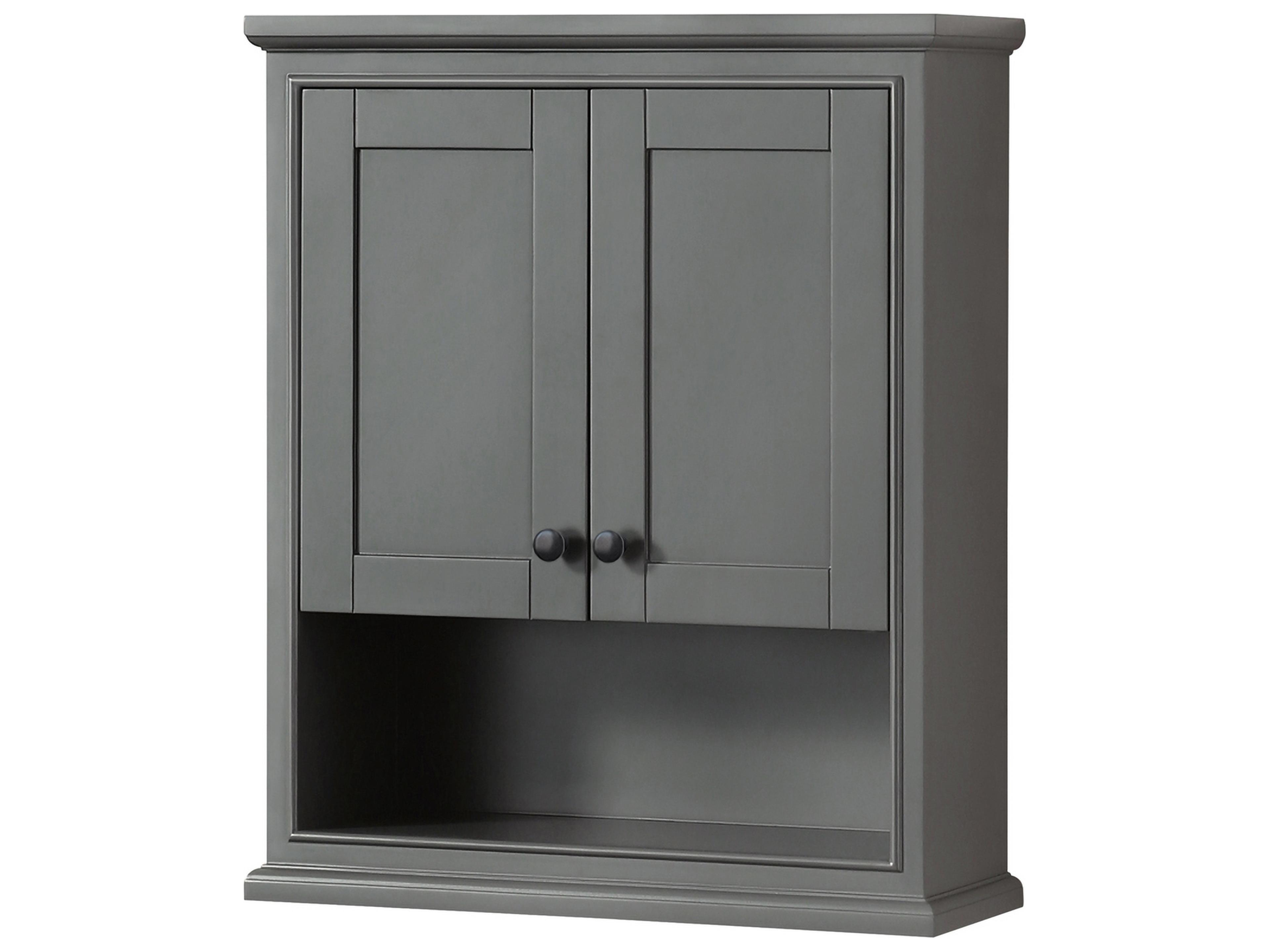 Wyndham Collection Deborah Dark Gray Over-the-Toilet Bathroom Wall-Mounted Storage Cabinet