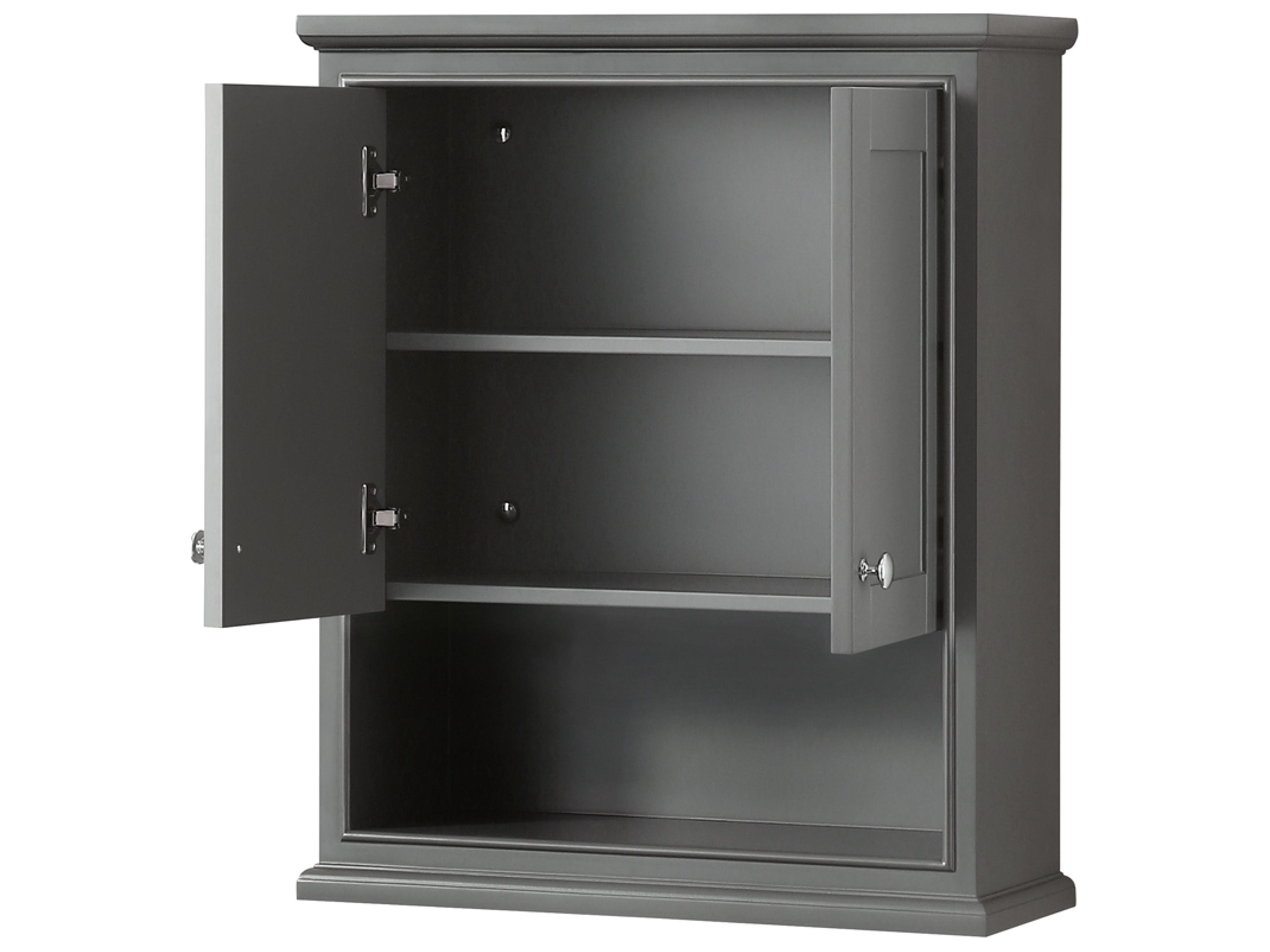 Wyndham Collection Deborah Dark Gray Over-the-Toilet Bathroom Wall-Mounted Storage Cabinet