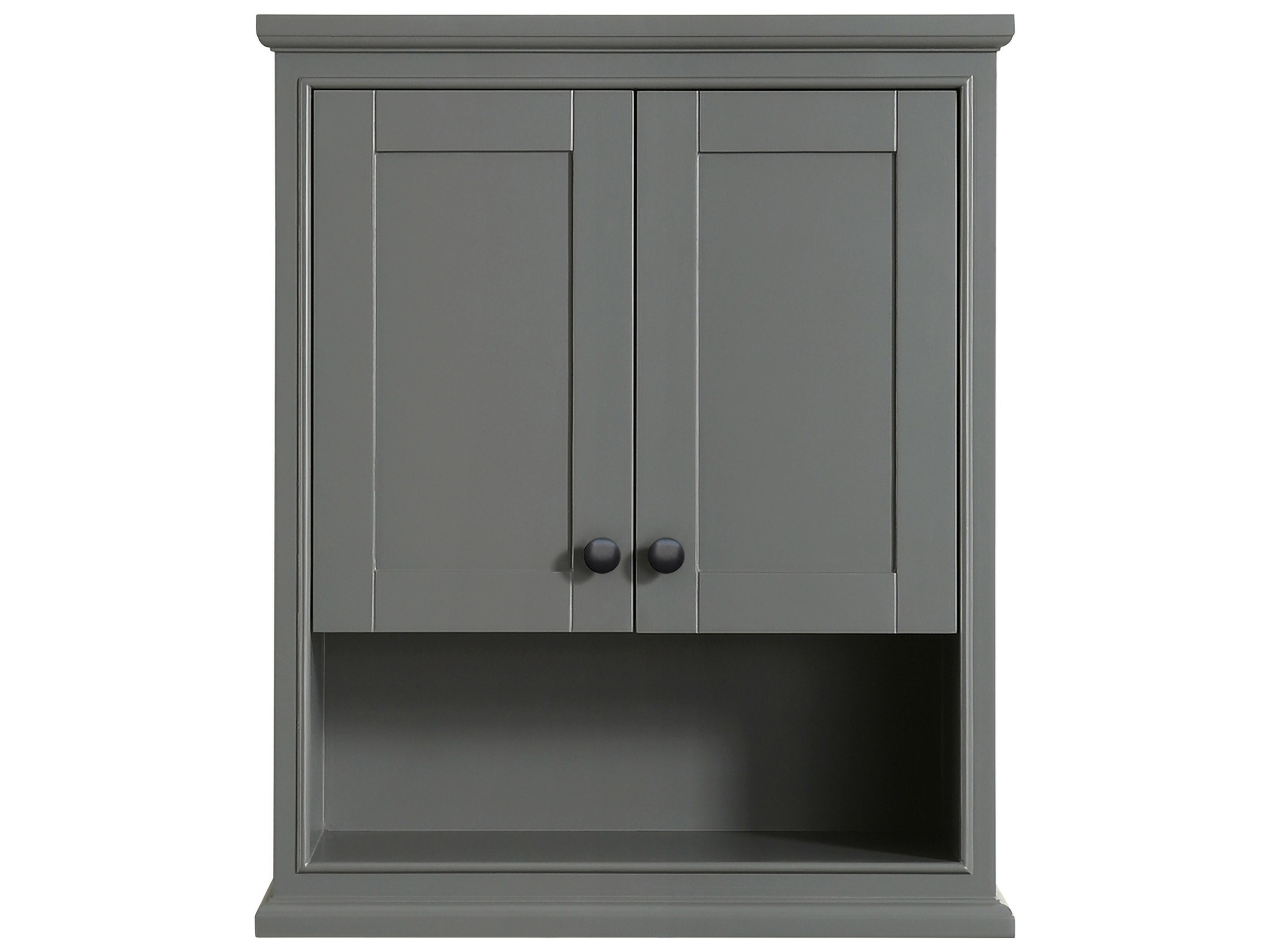 Wyndham Collection Deborah Dark Gray Over-the-Toilet Bathroom Wall-Mounted Storage Cabinet