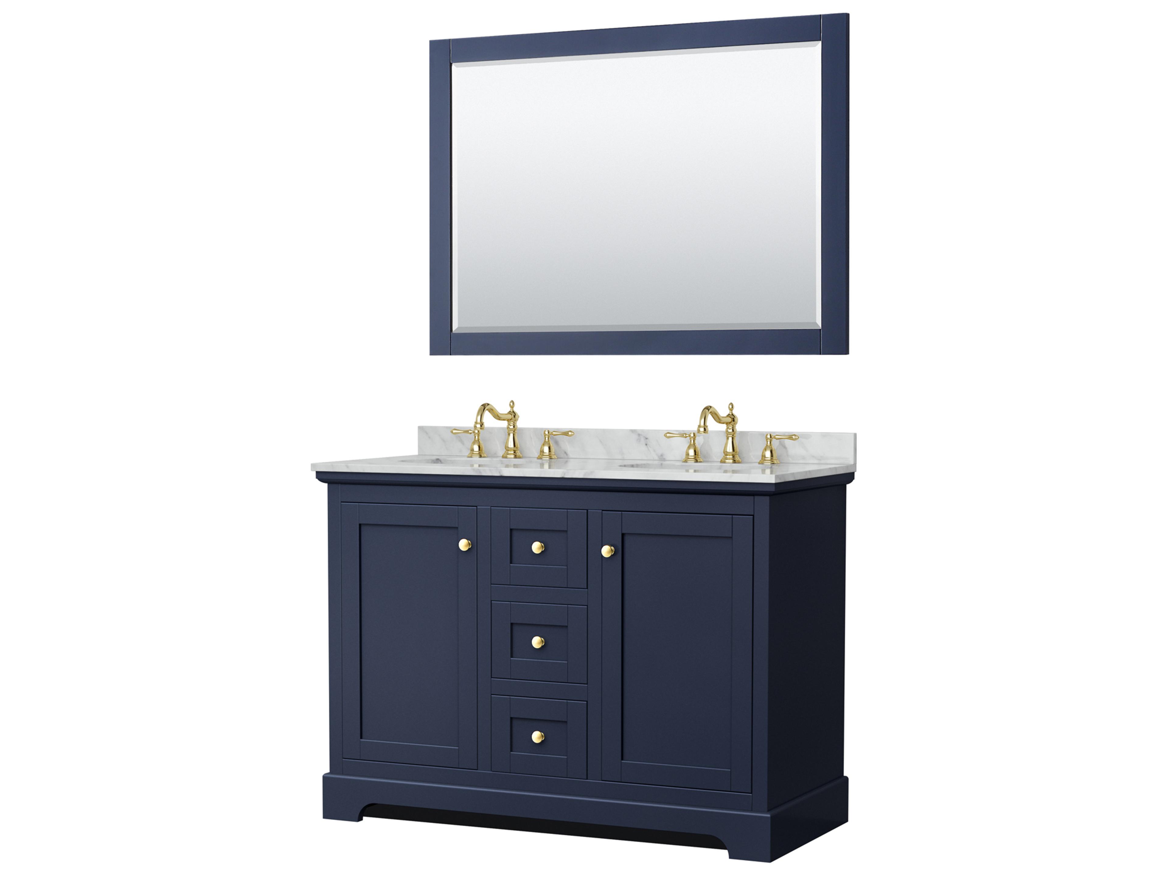 Wyndham Collection Avery 48" Dark Blue Vanity with 46" Mirror