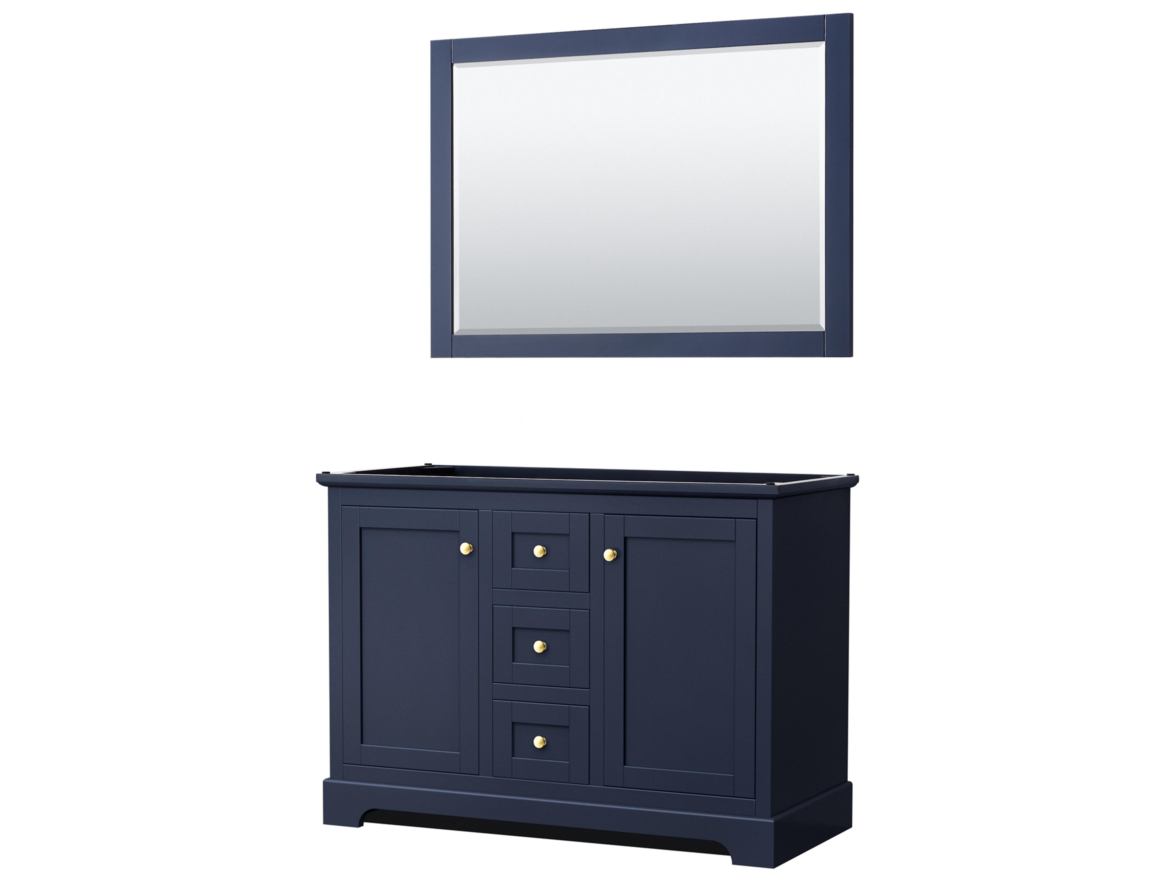 Wyndham Collection Avery 47" Dark Blue Vanity with 46" Mirror