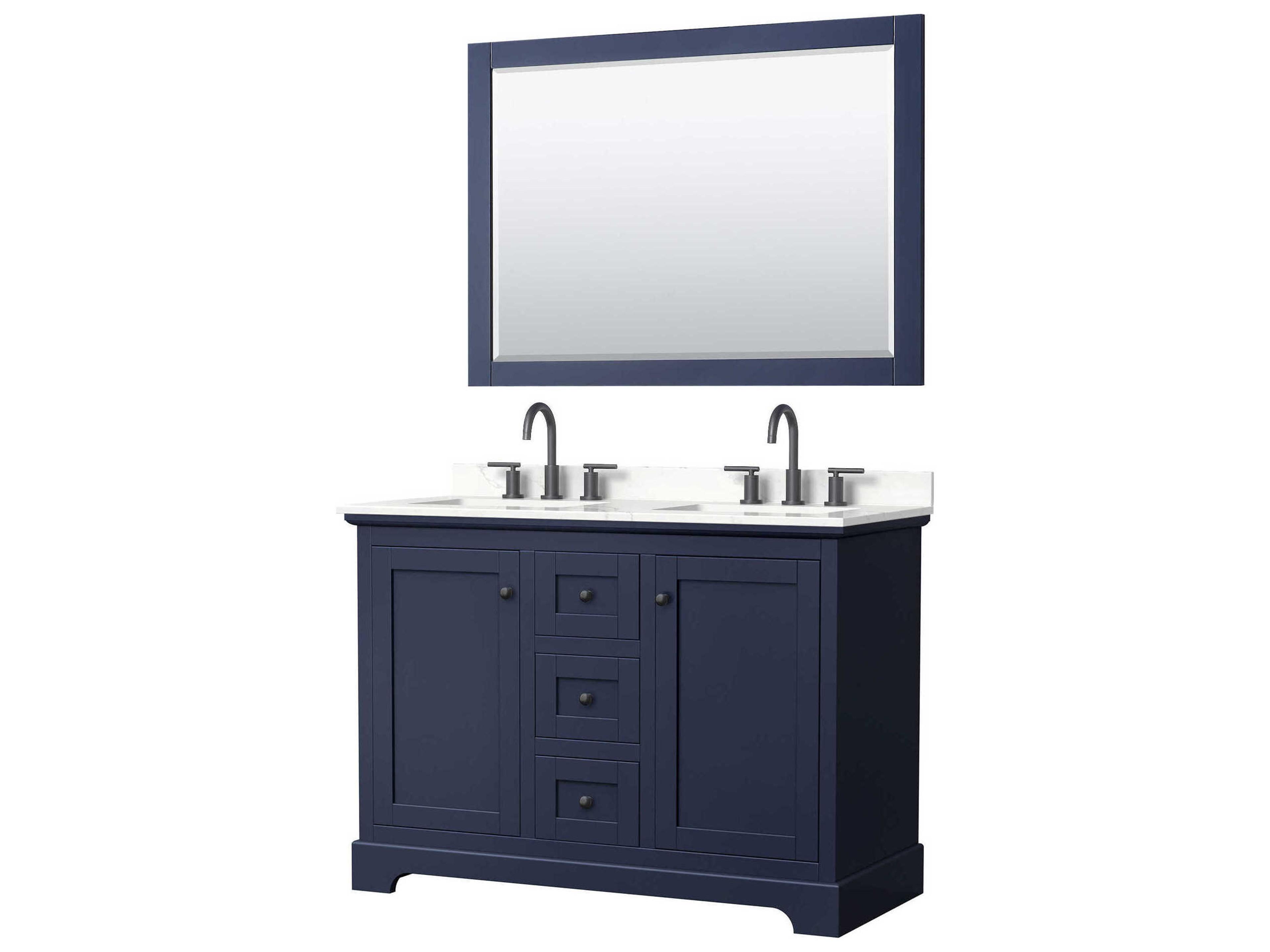 Wyndham Collection Avery 48" Dark Blue Vanity with 46" Mirror
