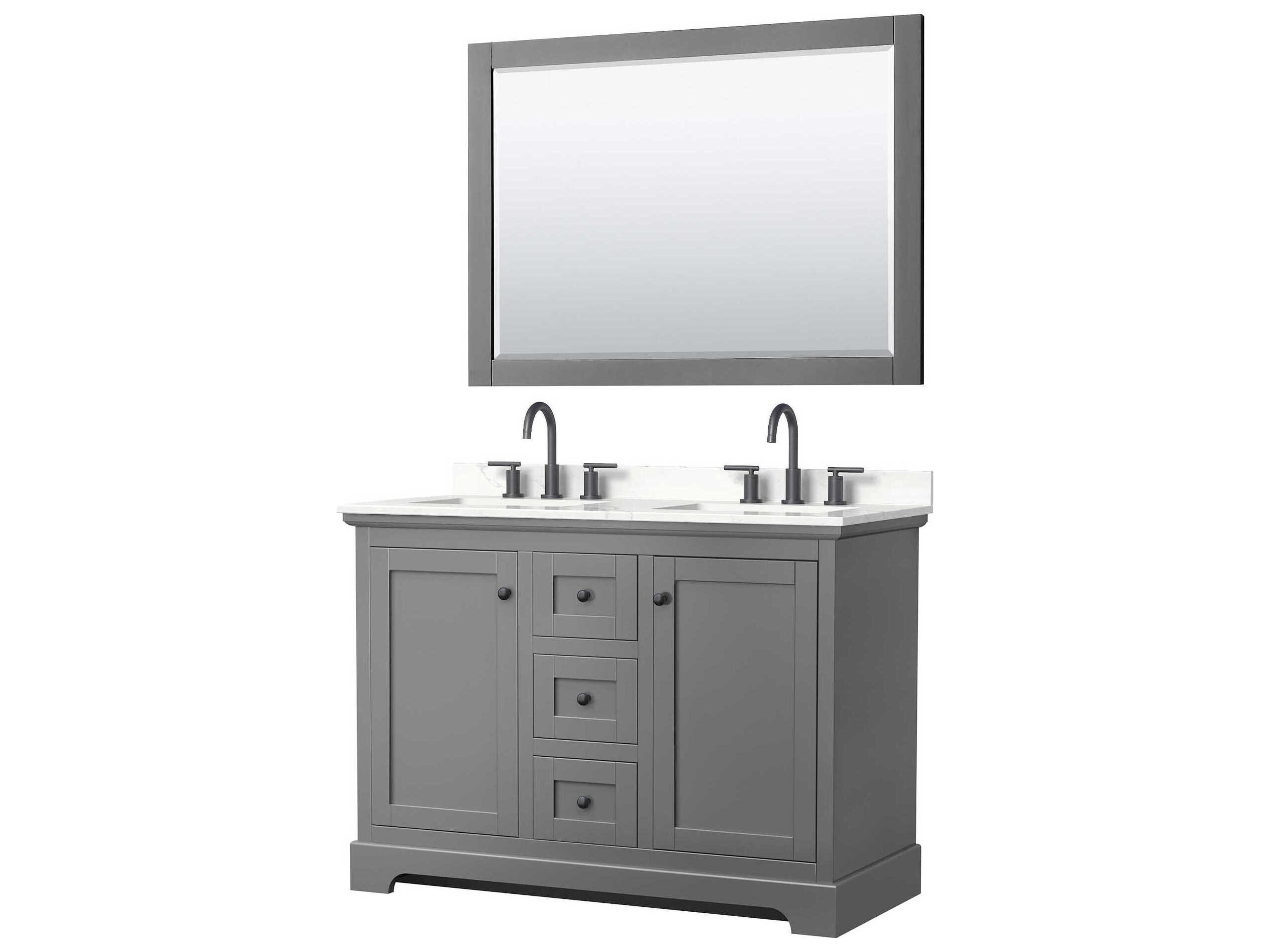 Wyndham Collection Avery 48" Dark Gray Vanity with 46" Mirror