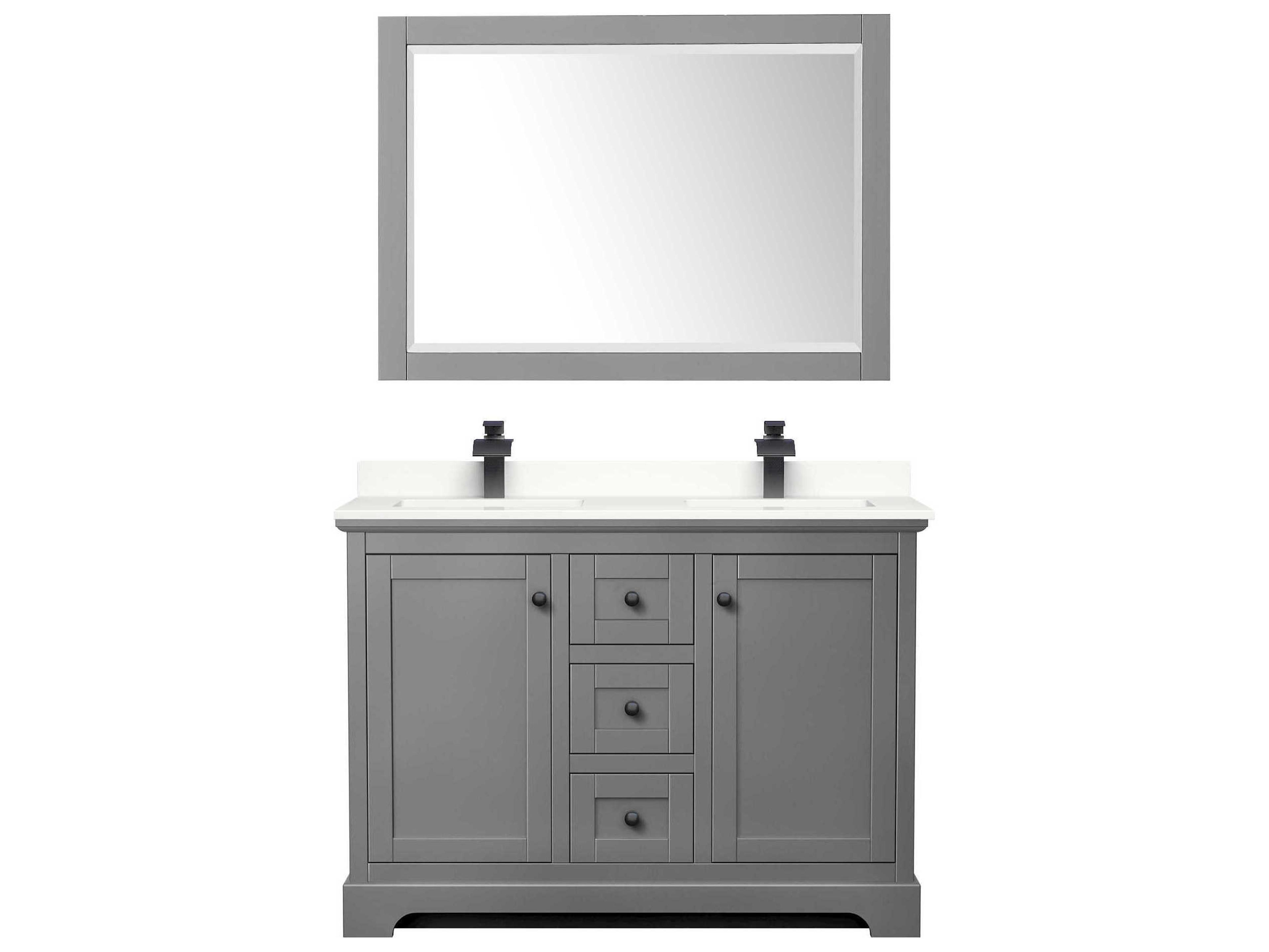 Wyndham Collection Avery 48" Dark Gray Vanity with 46" Mirror