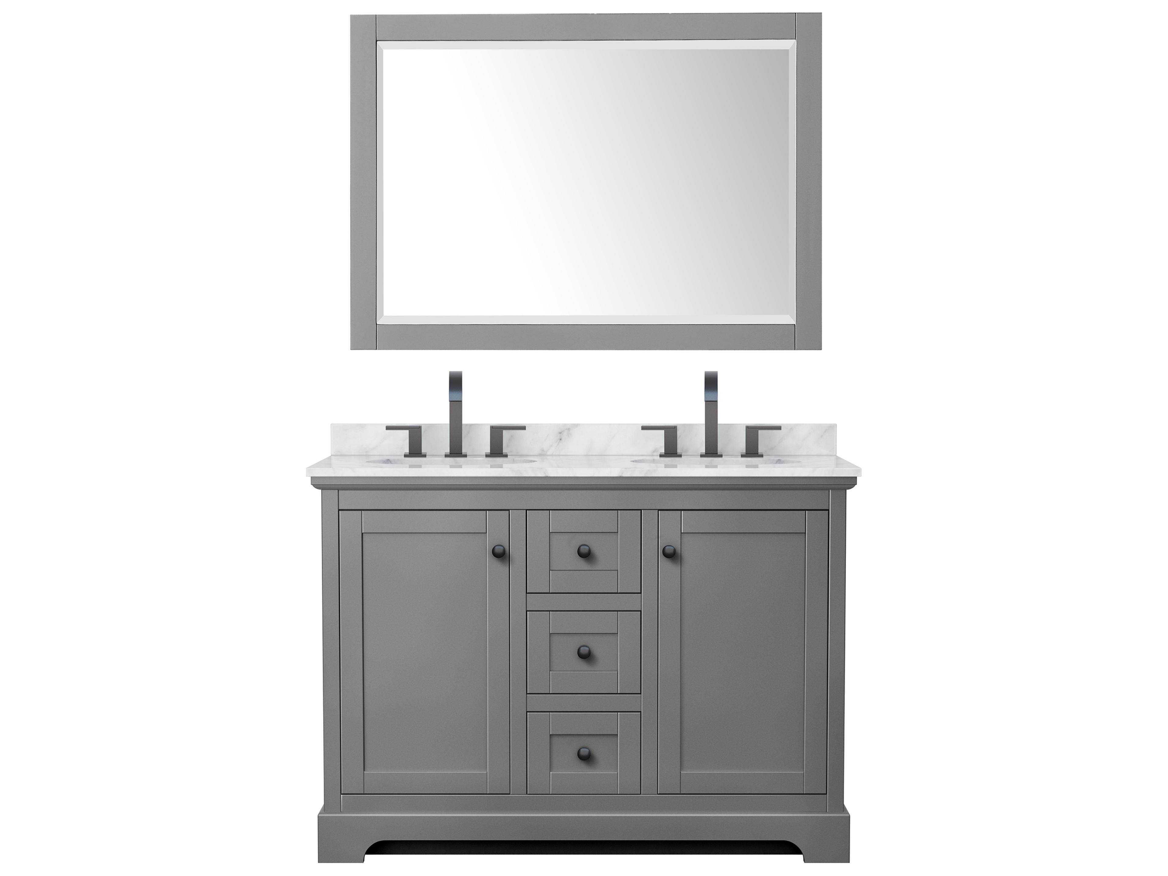 Wyndham Collection Avery 48" Dark Gray Vanity with 46" Mirror