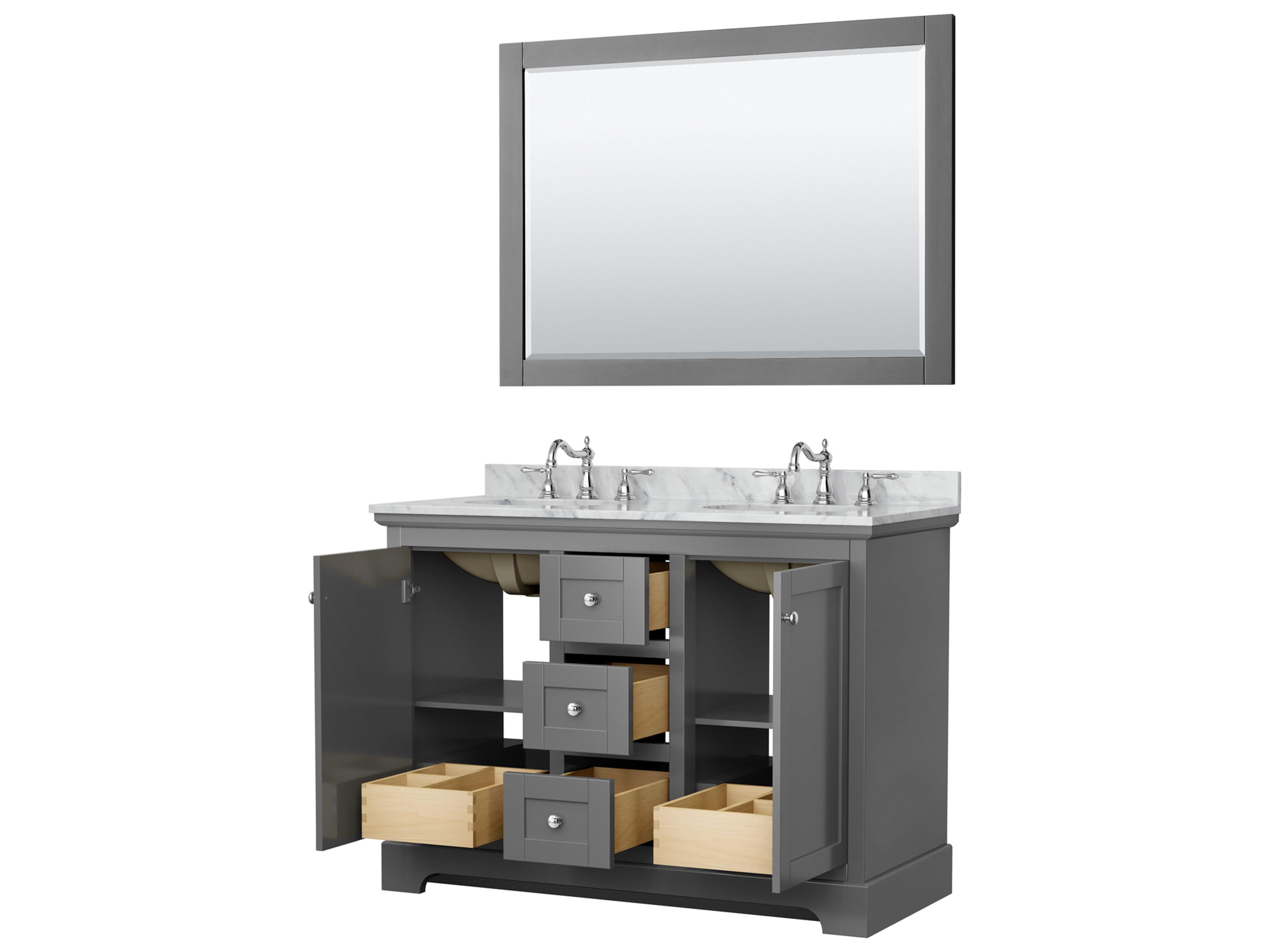 Wyndham Collection Avery 48" Dark Gray Vanity with 46" Mirror