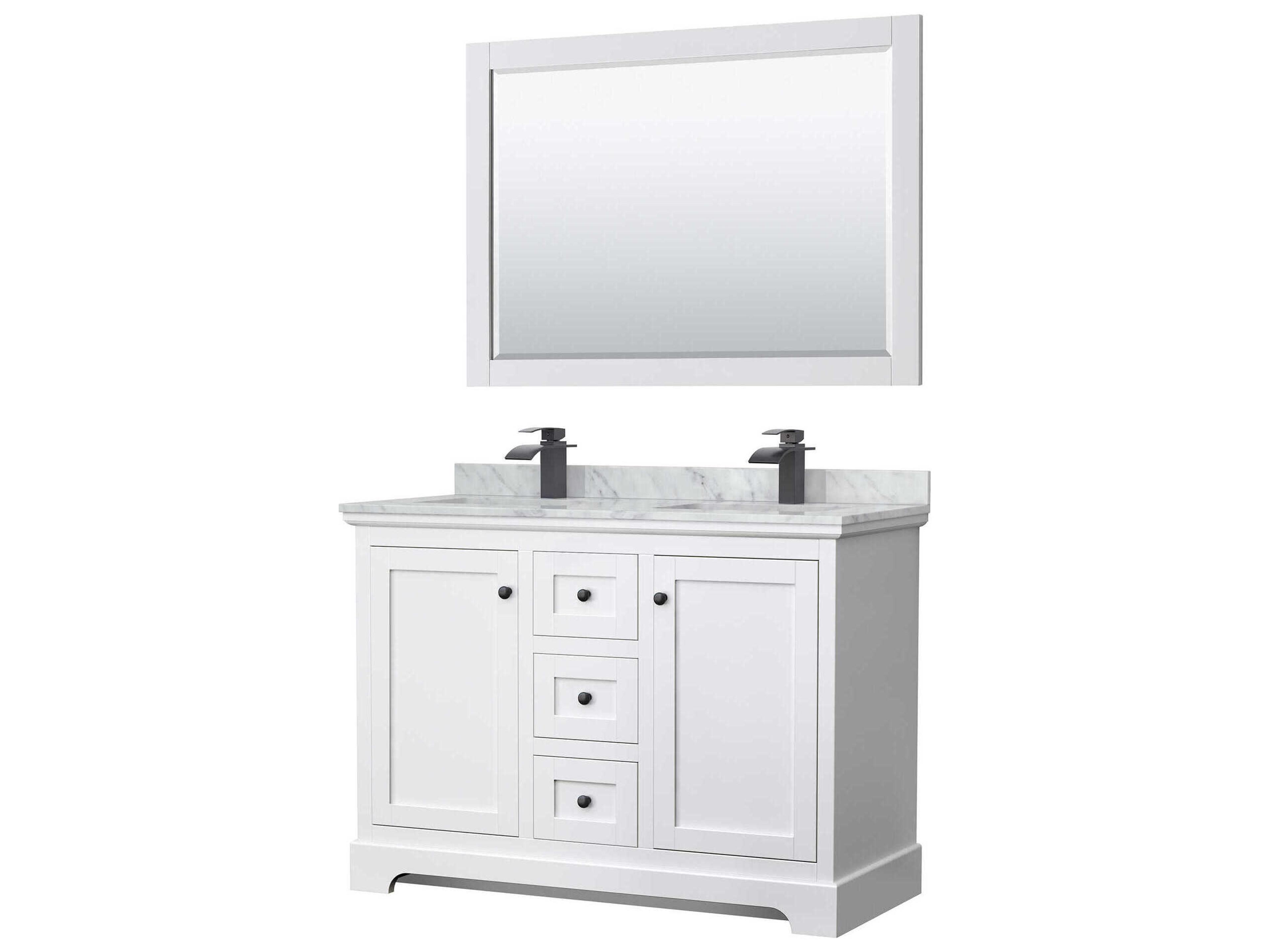 Wyndham Collection Avery 48" White Vanity with 46" Mirror