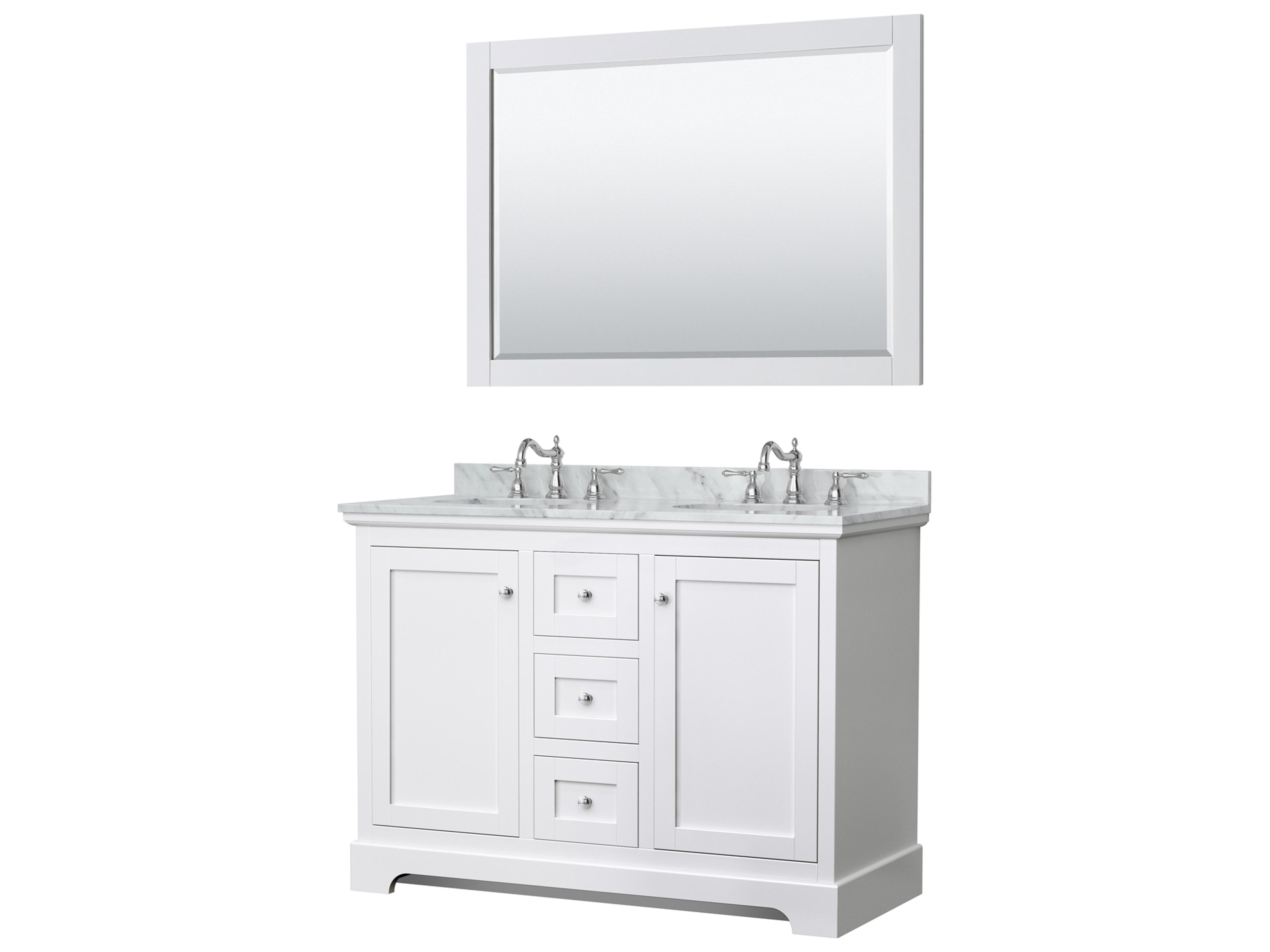 Wyndham Collection Avery 48" White Vanity with 46" Mirror